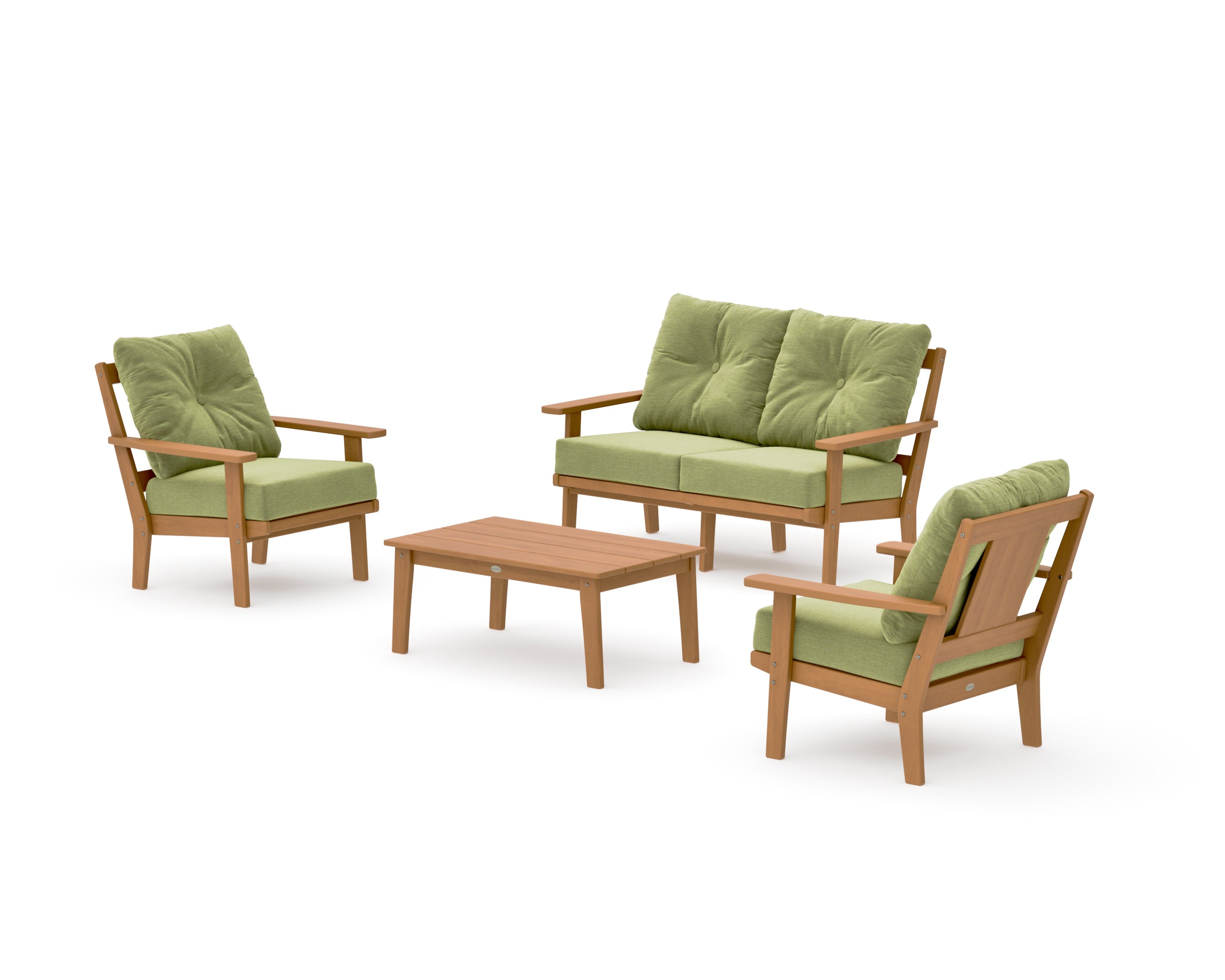 Prairie 4-Piece Deep Seating Set with Loveseat in Natural / Chartreuse Boucle
