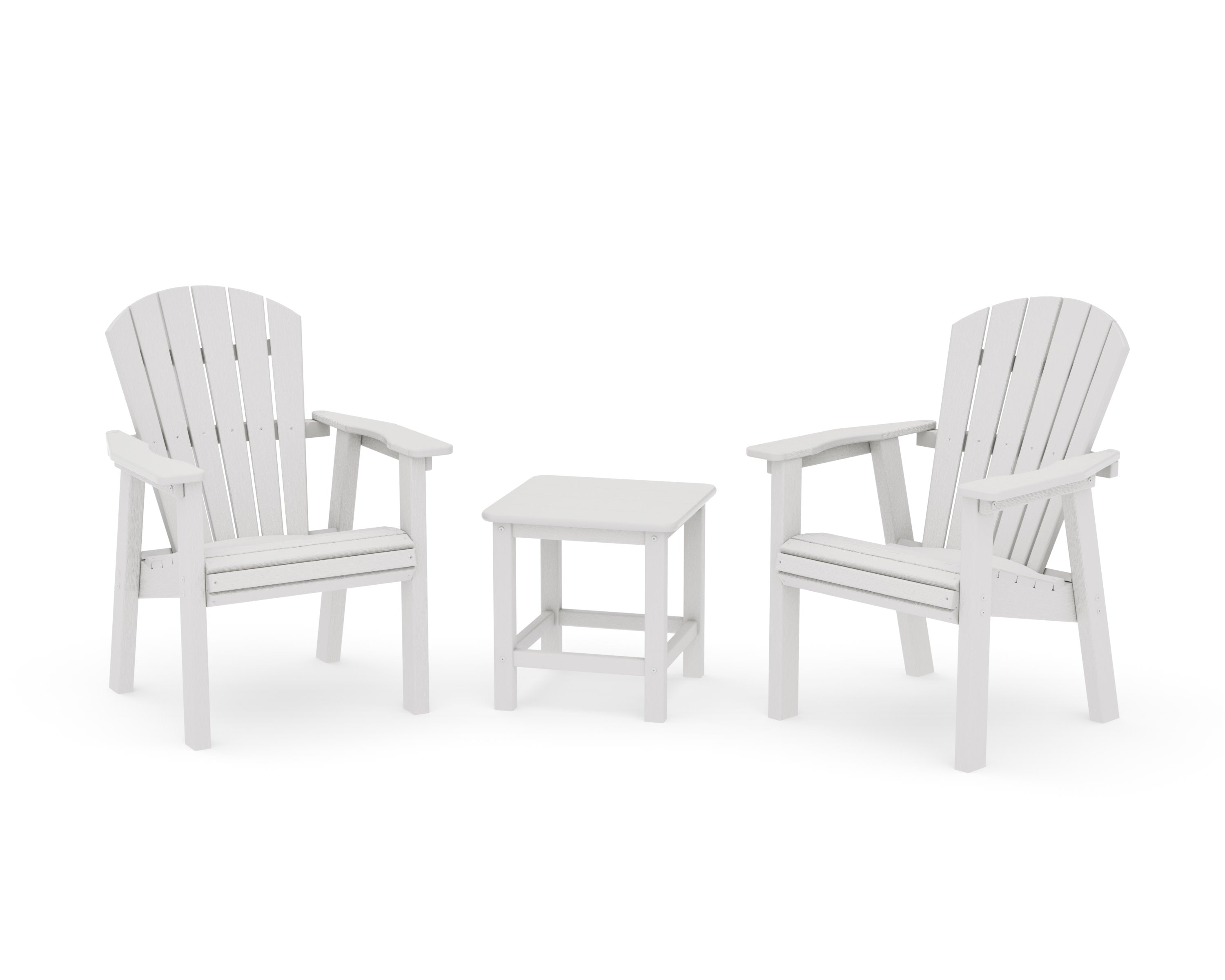 Seashell 3-Piece Upright Adirondack Chair Set in Vintage White