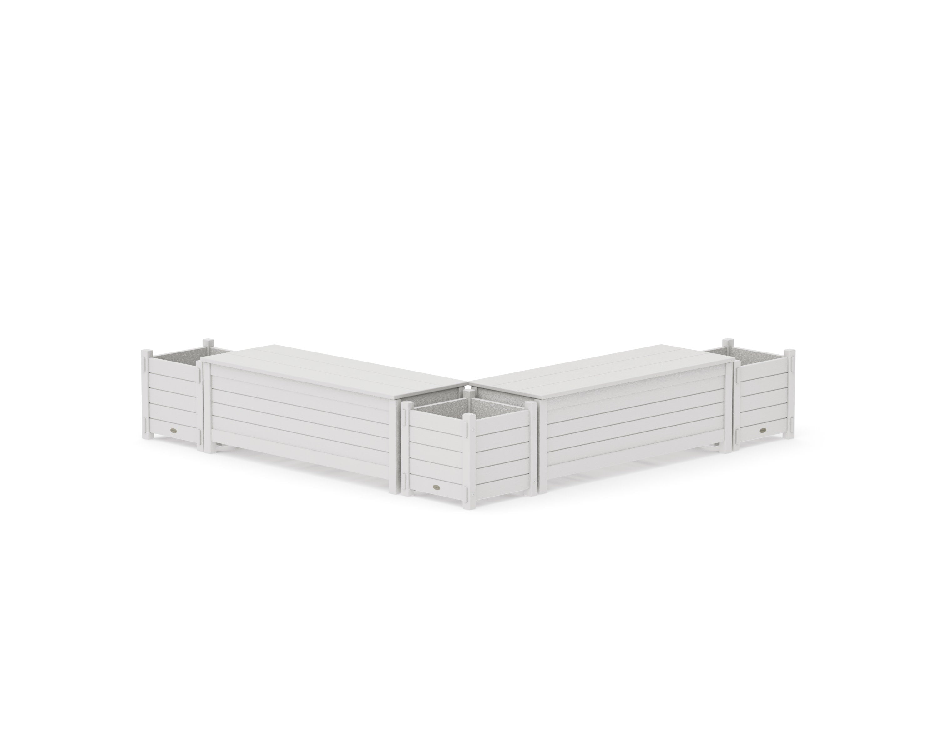 48" Nautical L- Shaped Planter Storage Bench Corner Set in Vintage White