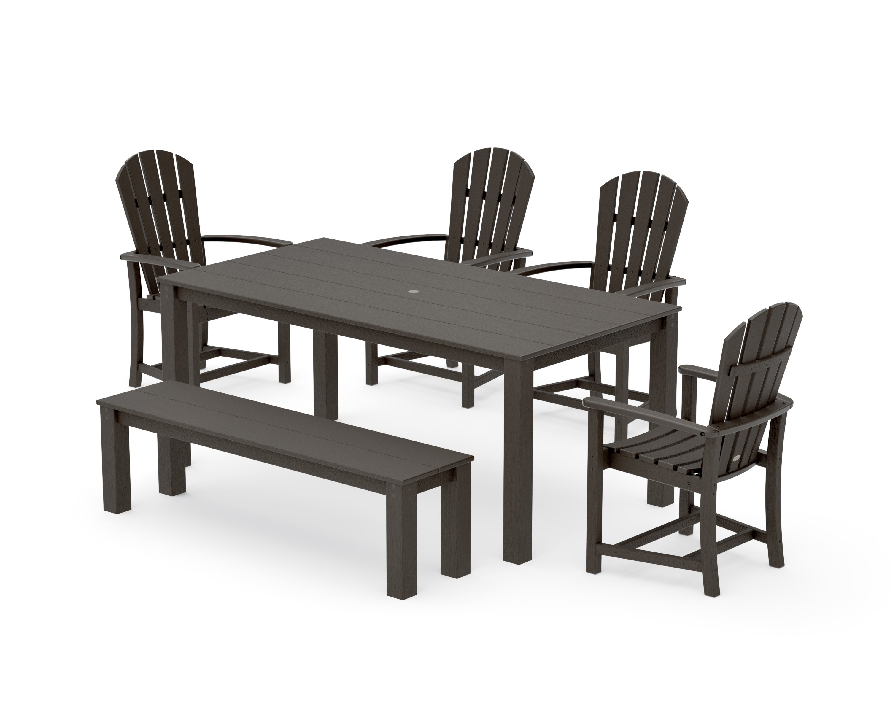 Palm Coast 6-Piece Parsons Dining Set with Bench in Vintage Coffee