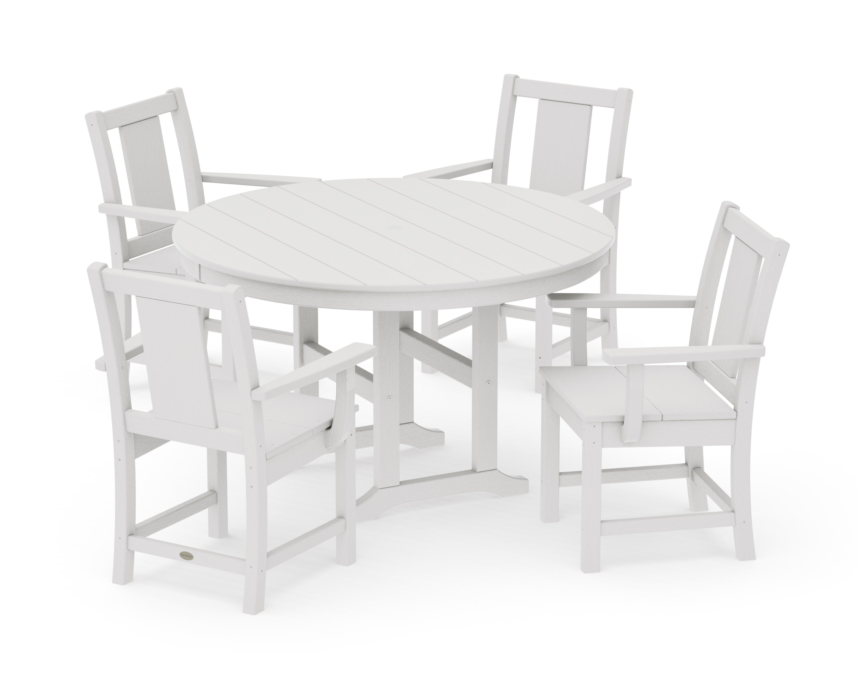 Prairie 5-Piece Round Farmhouse Dining Set in Vintage White