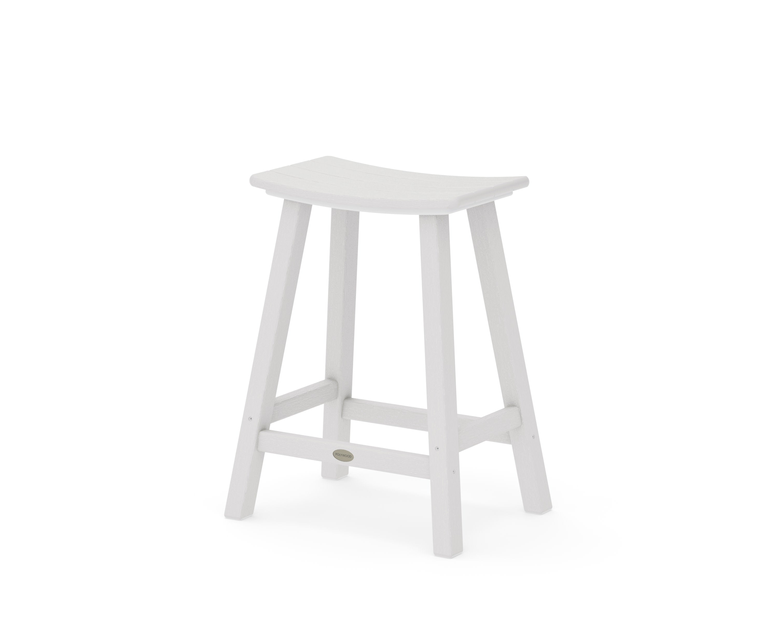 Traditional 24" Saddle Counter Stool in Vintage White