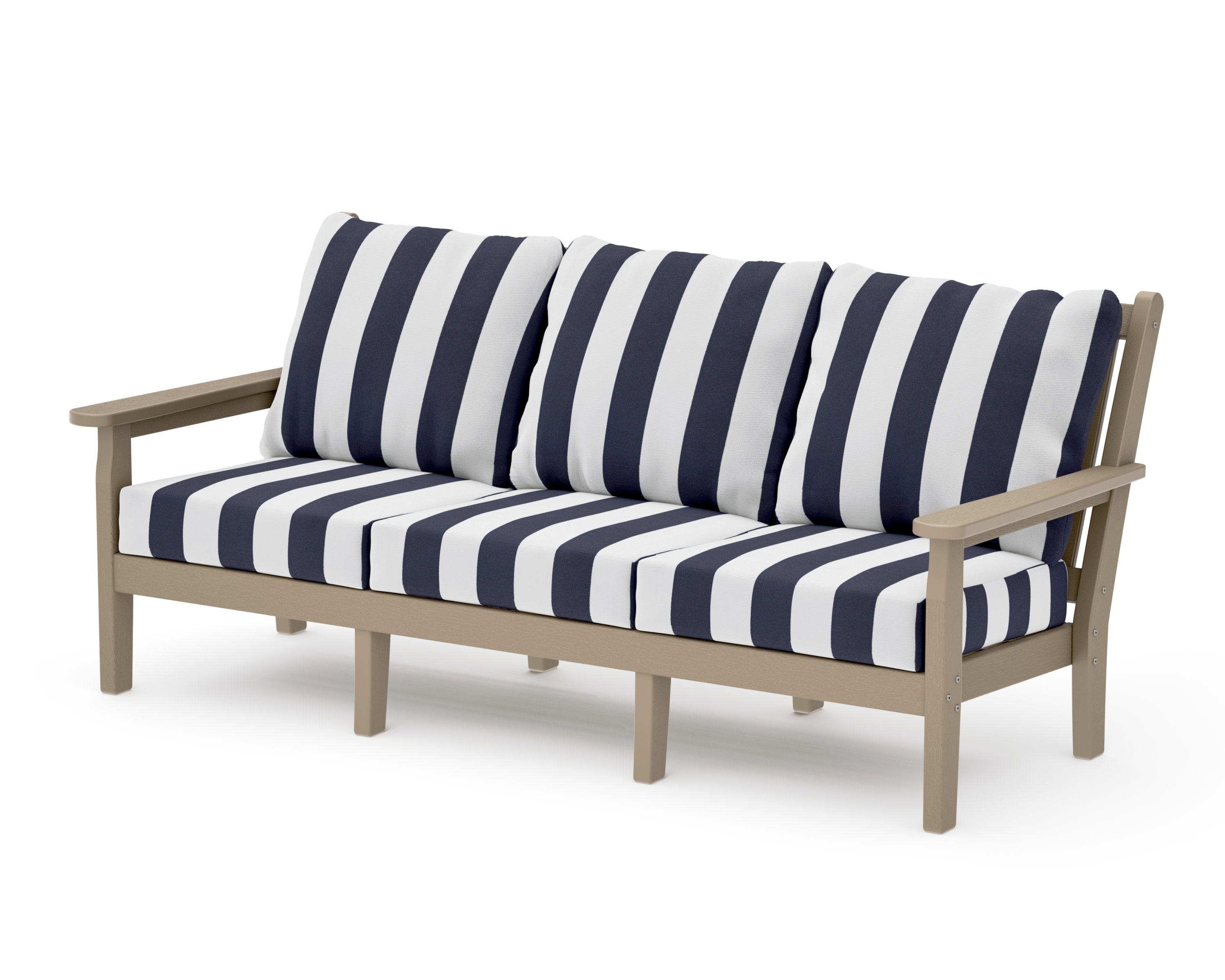 Chippendale Deep Seating Sofa in Vintage Sahara / Cabana Stripe Navy