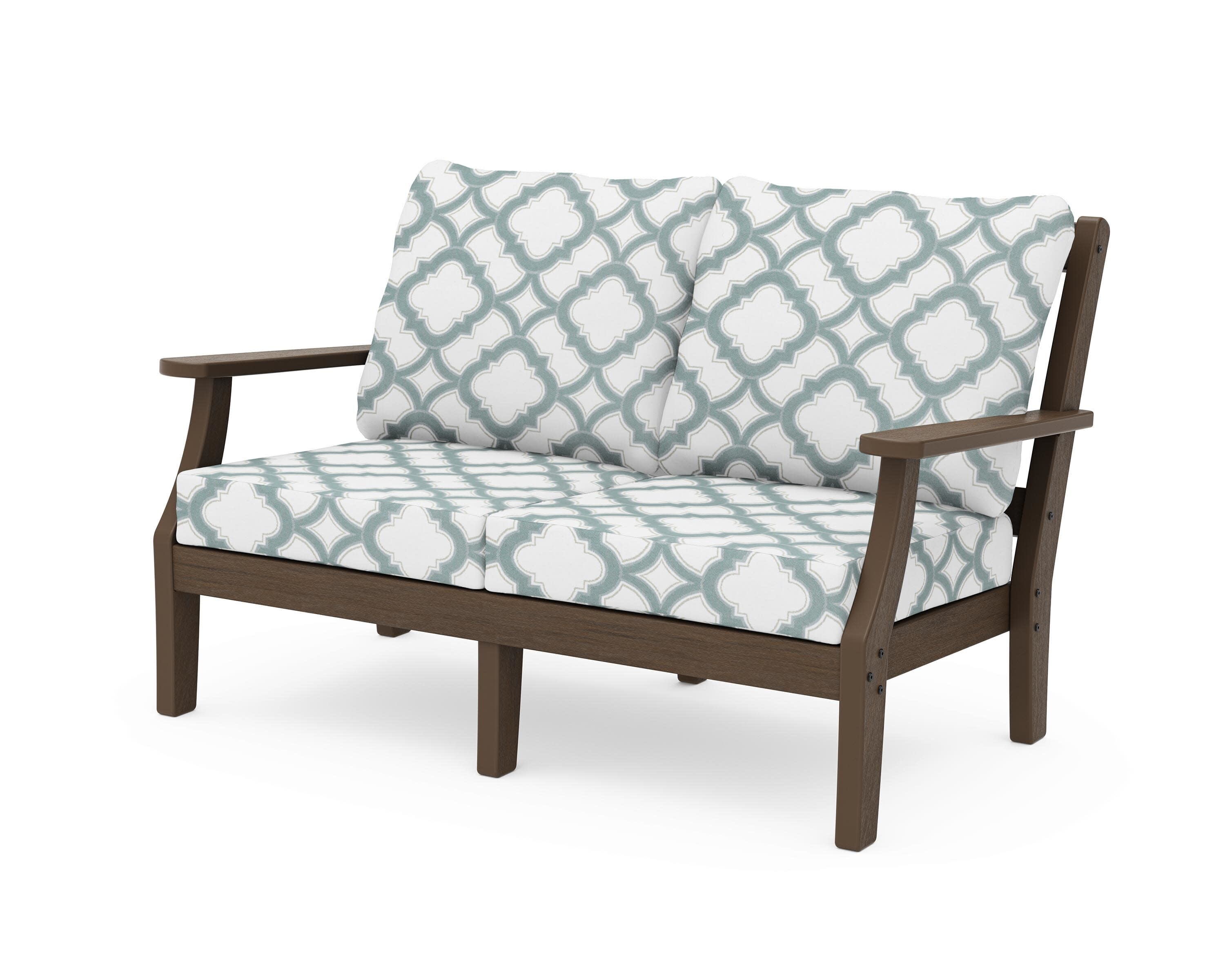 Chinoiserie Deep Seating Loveseat in Kona / Trellis Glacier Spa