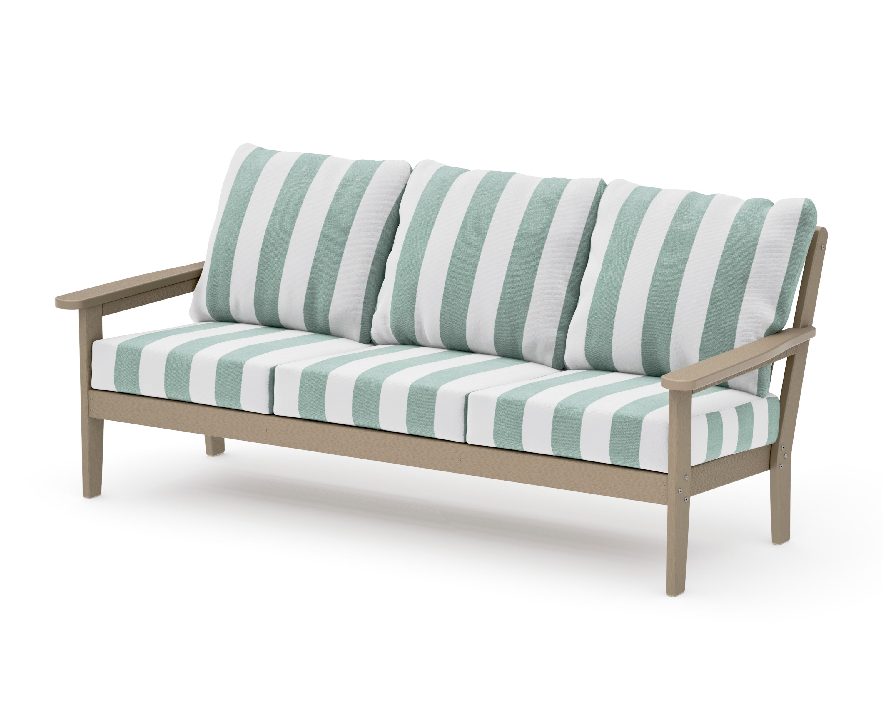 Cottage Deep Seating Sofa in Vintage Sahara / Cabana Stripe Glacier Spa