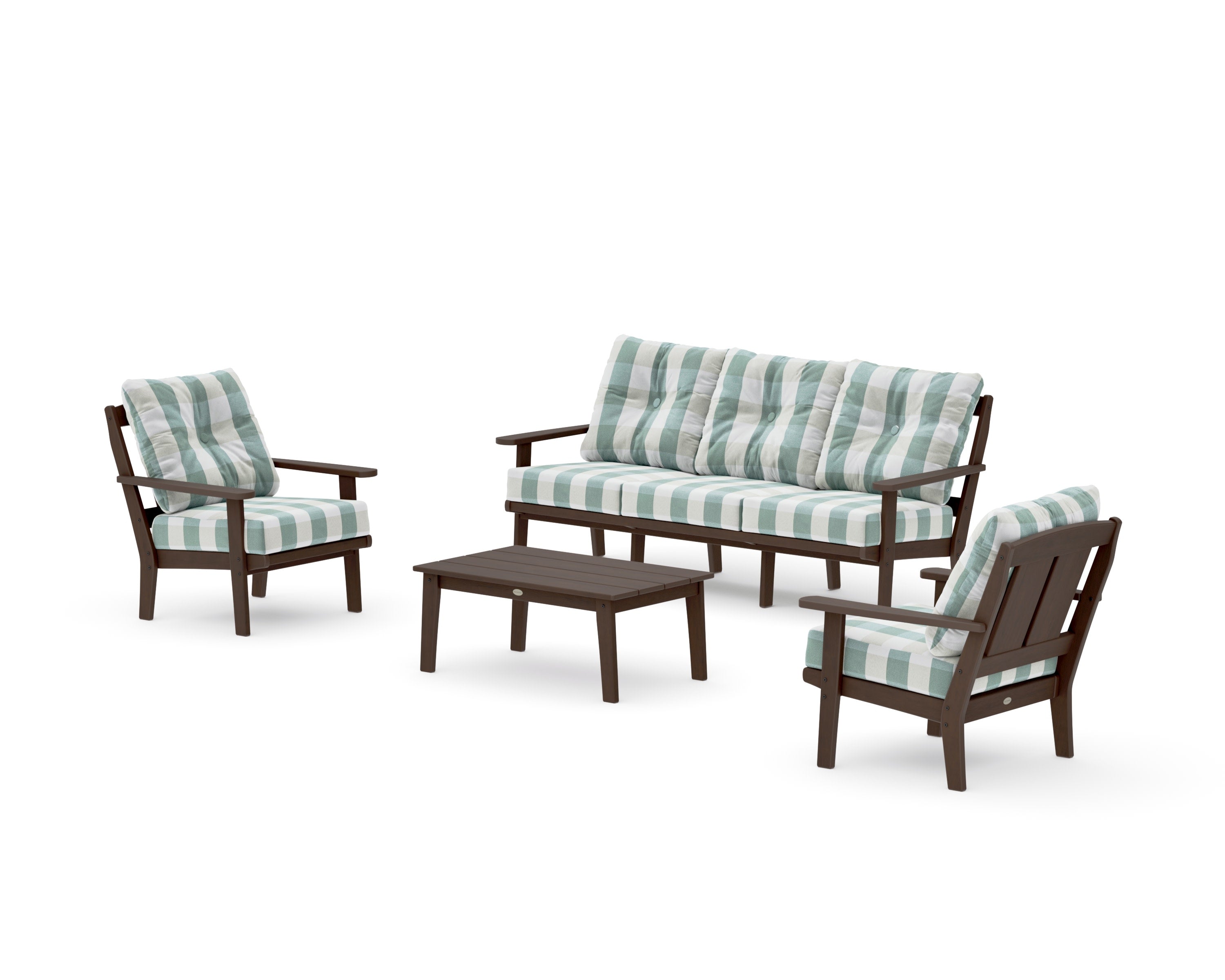 Mission 4-Piece Deep Seating Set with Sofa in Kona / Buffalo Plaid Glacier Spa