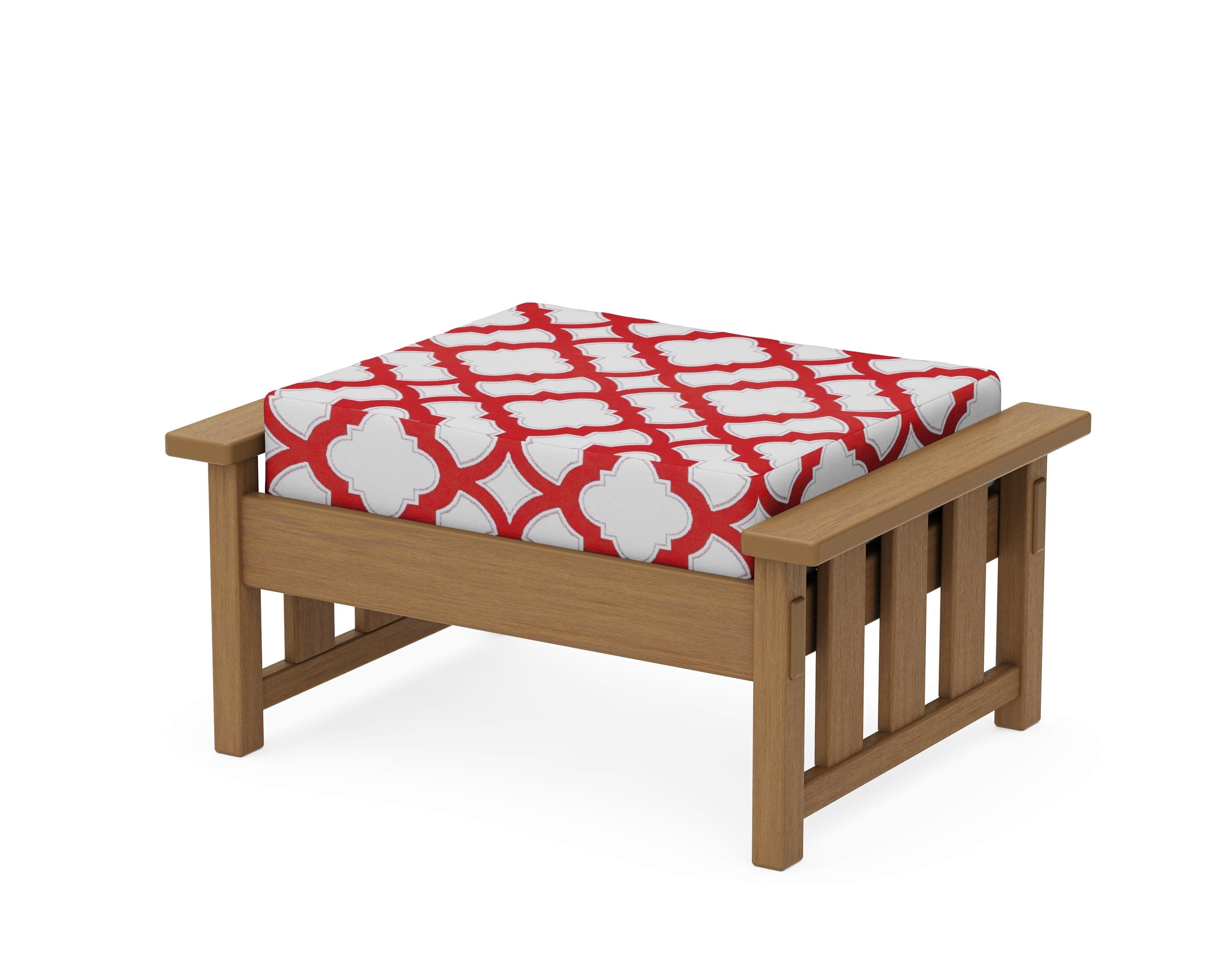 Acadia Deep Seating Ottoman in Natural / Trellis Crimson