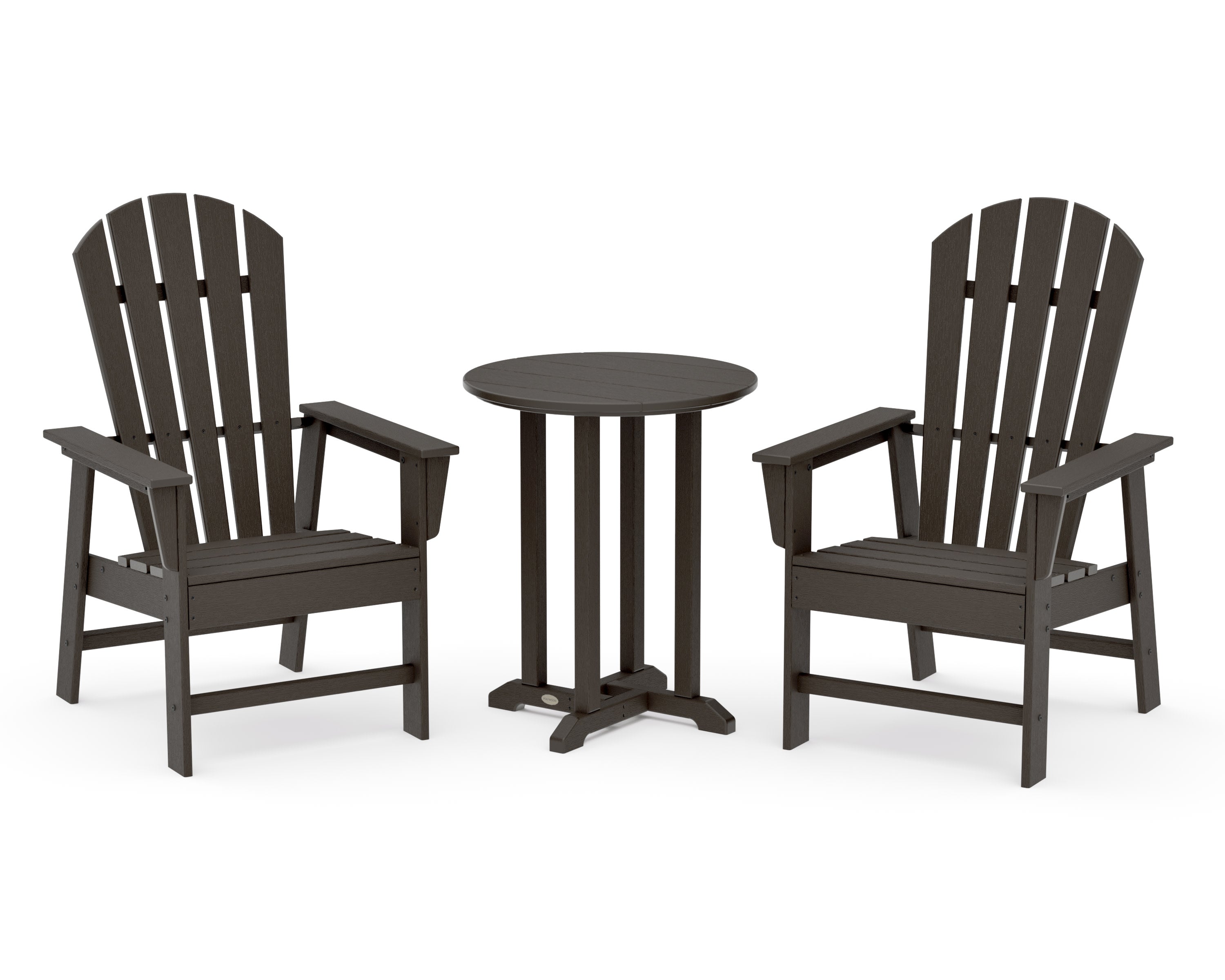 South Beach 3-Piece Round Farmhouse Bistro Dining Set in Vintage Coffee