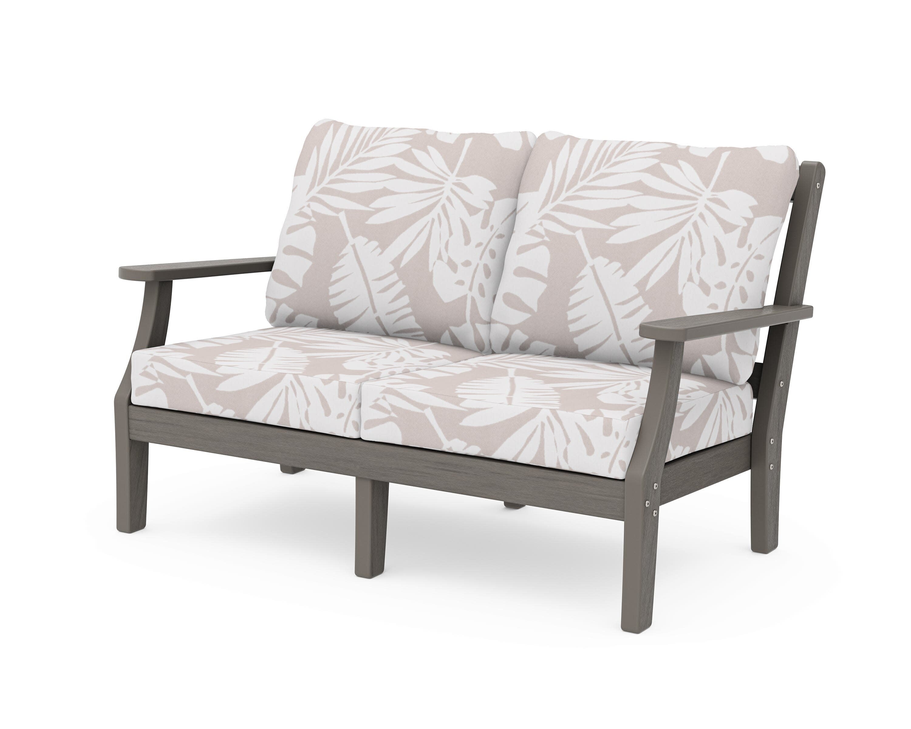 Chinoiserie Deep Seating Loveseat in Driftwood / Leaf Dune Burlap