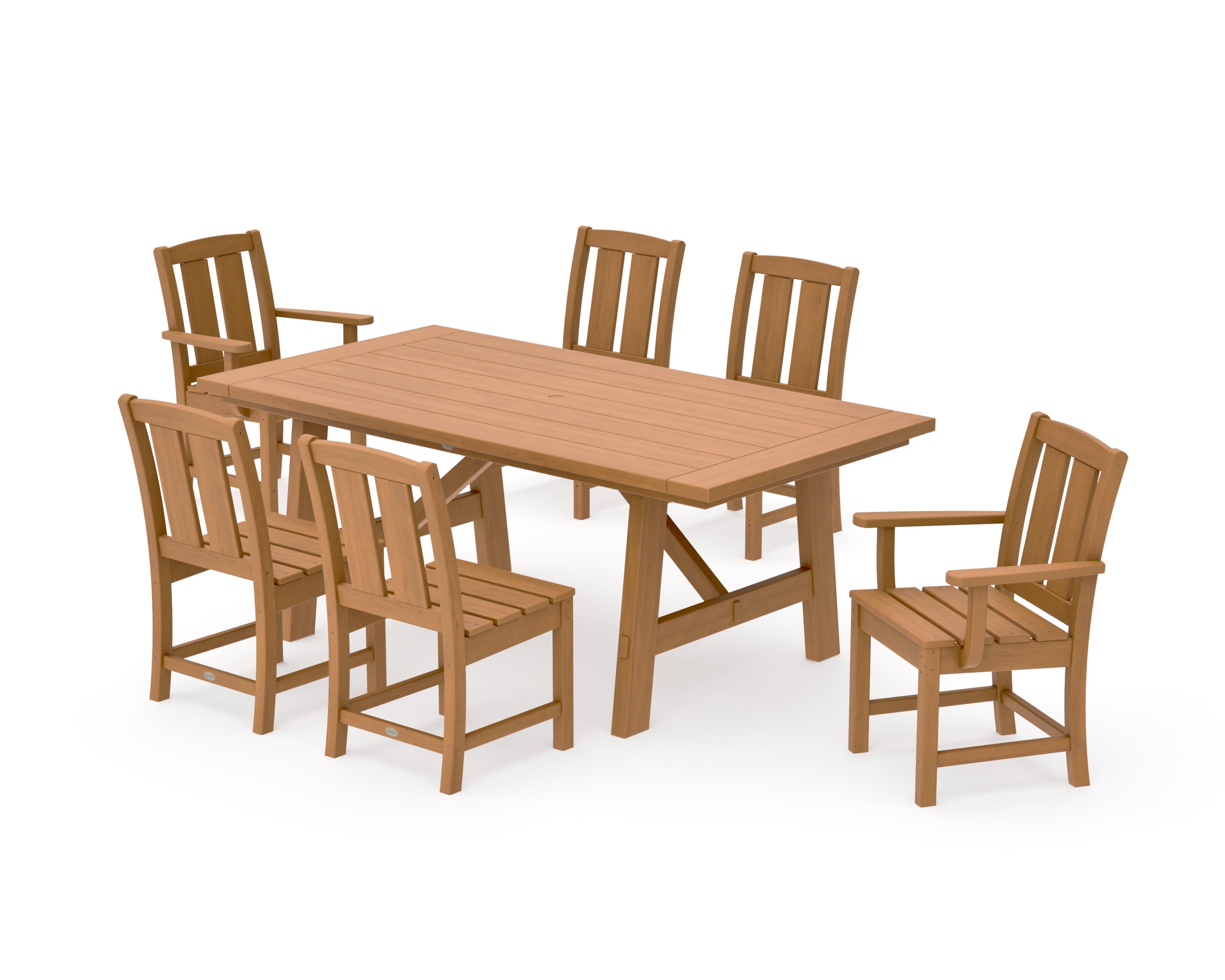 Mission 7-Piece Rustic Farmhouse Dining Set in Natural
