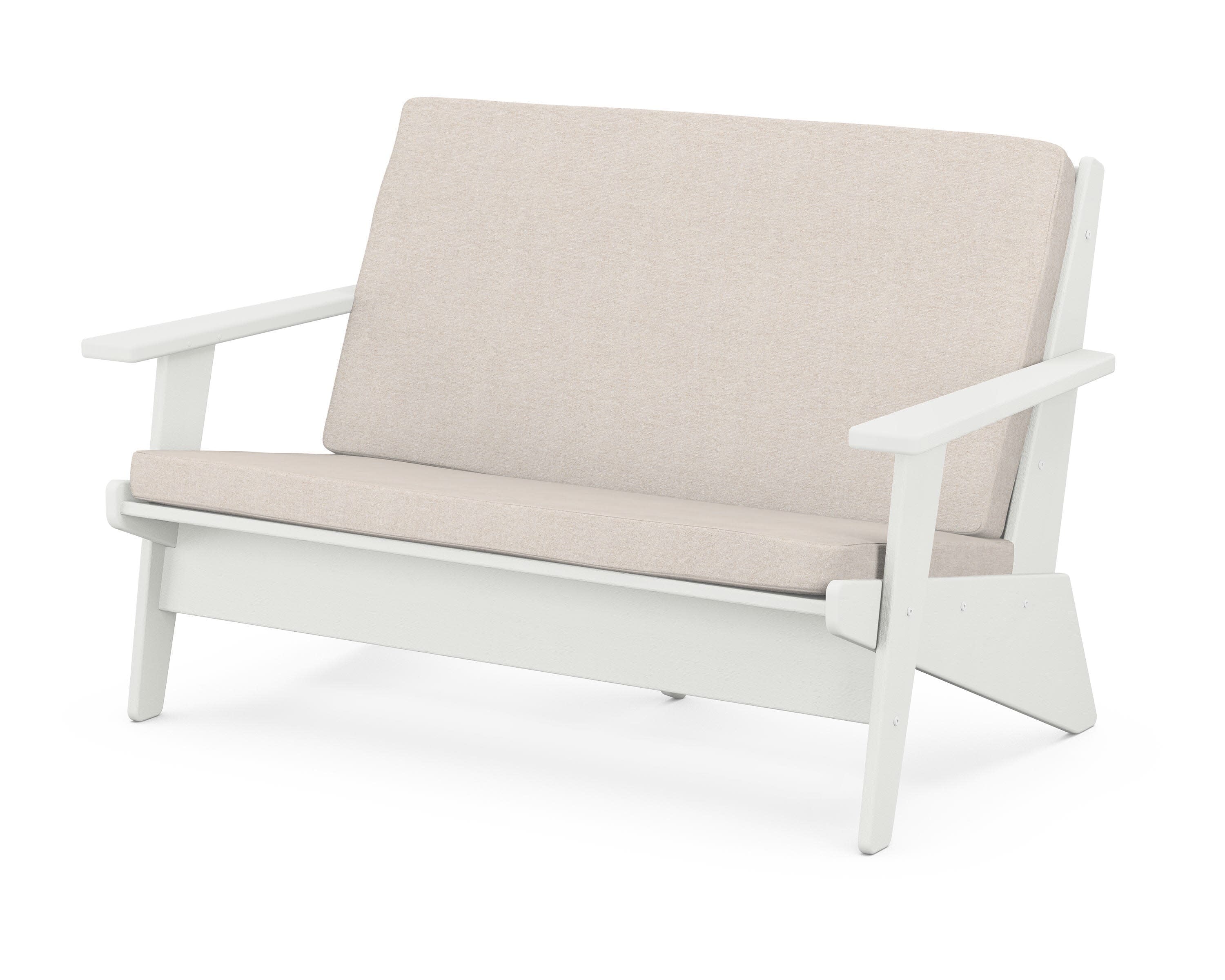 Riviera Modern Lounge Loveseat in Vintage White / Nuance Cloud