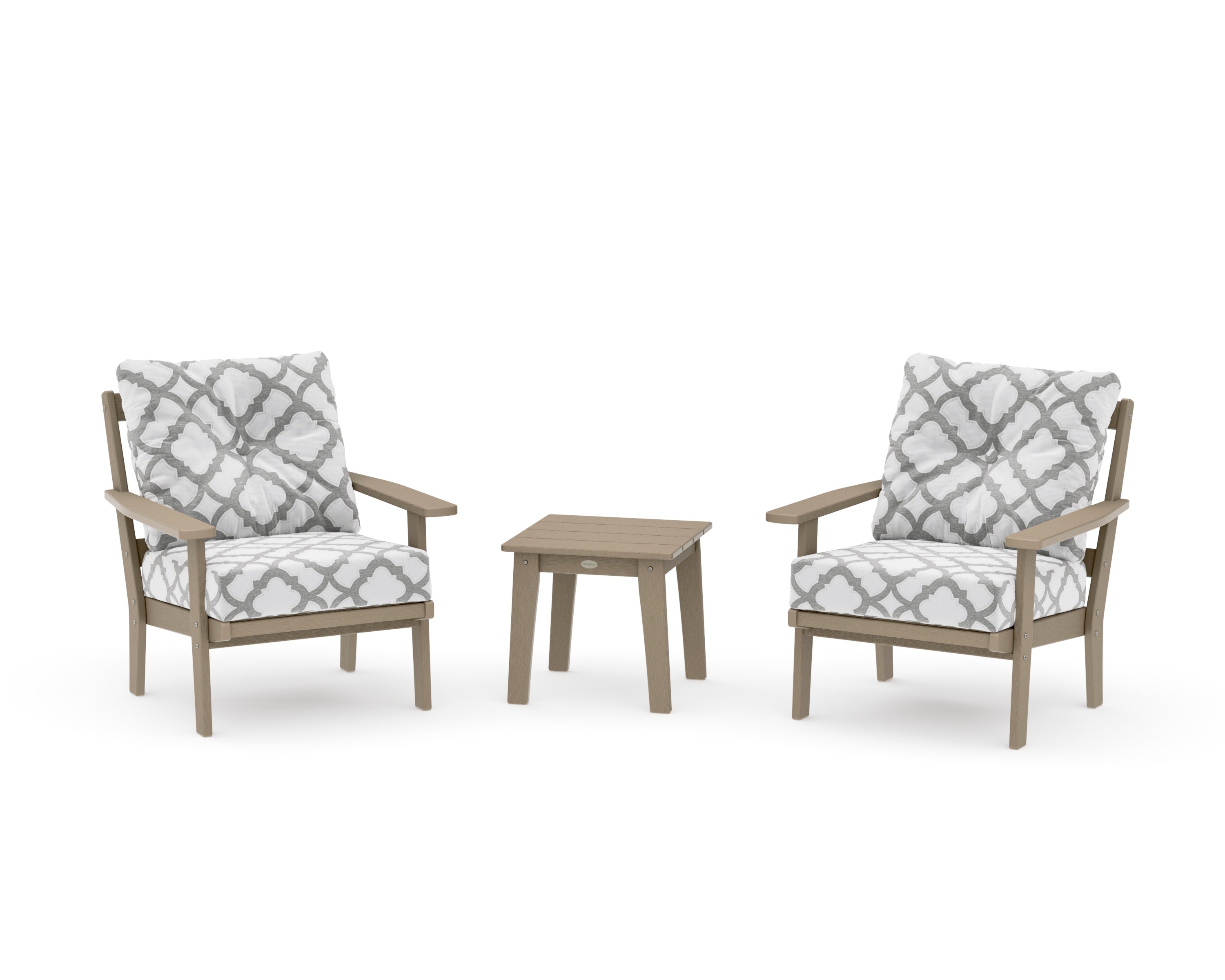 Prairie 3-Piece Deep Seating Set in Vintage Sahara / Trellis Grey Mist