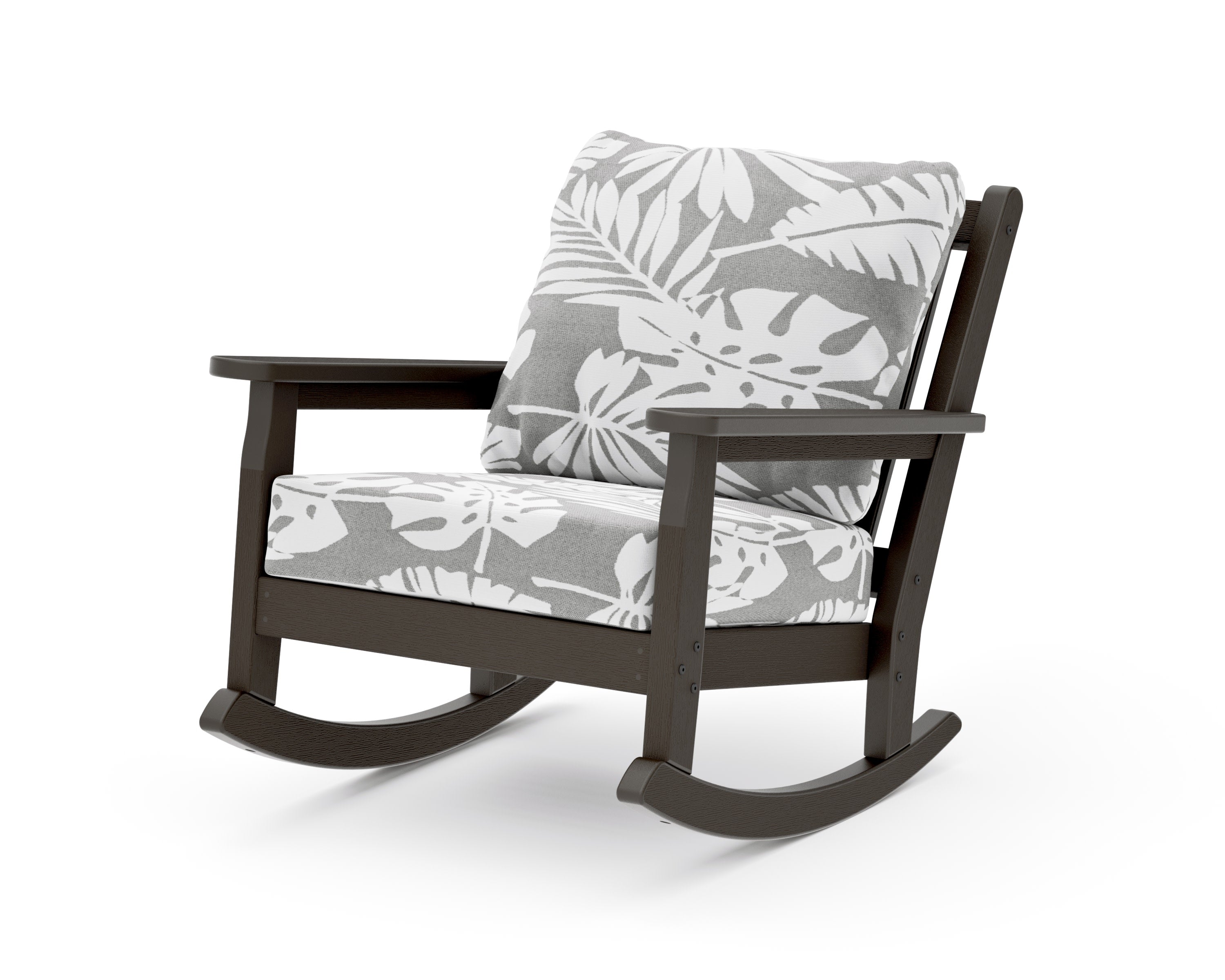 Chippendale Deep Seating Rocking Chair in Vintage Coffee / Leaf Grey Mist