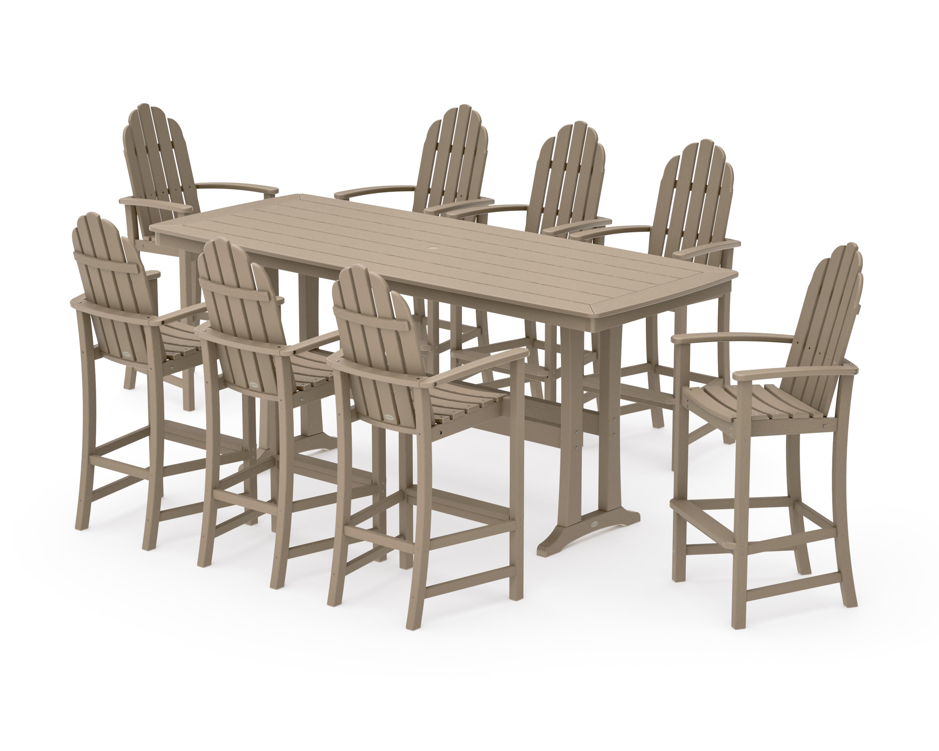 Classic Adirondack 9-Piece Bar Set with Trestle Legs in Vintage Sahara