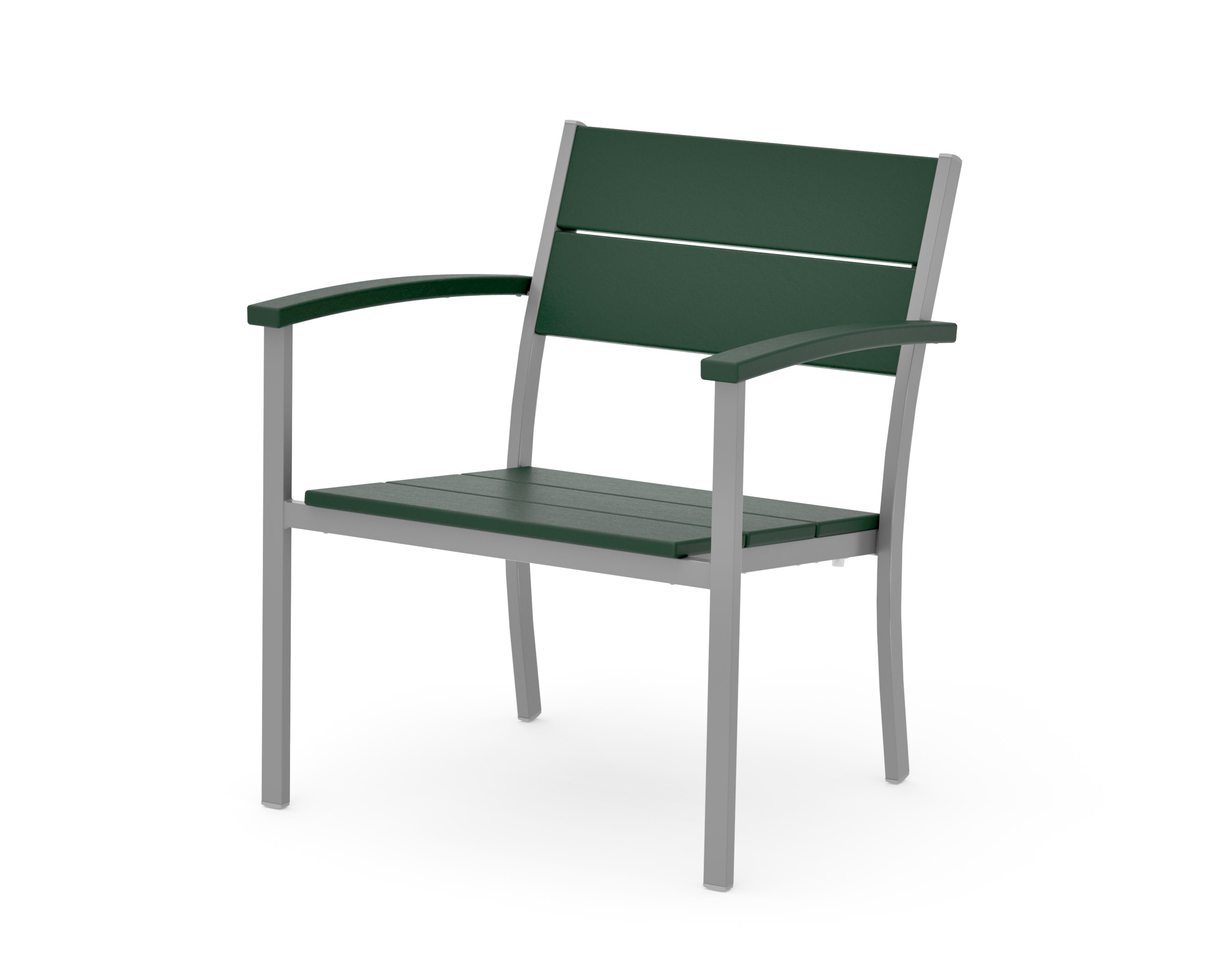 Main Street Stacking Lounge Arm Chair in Silver / Green