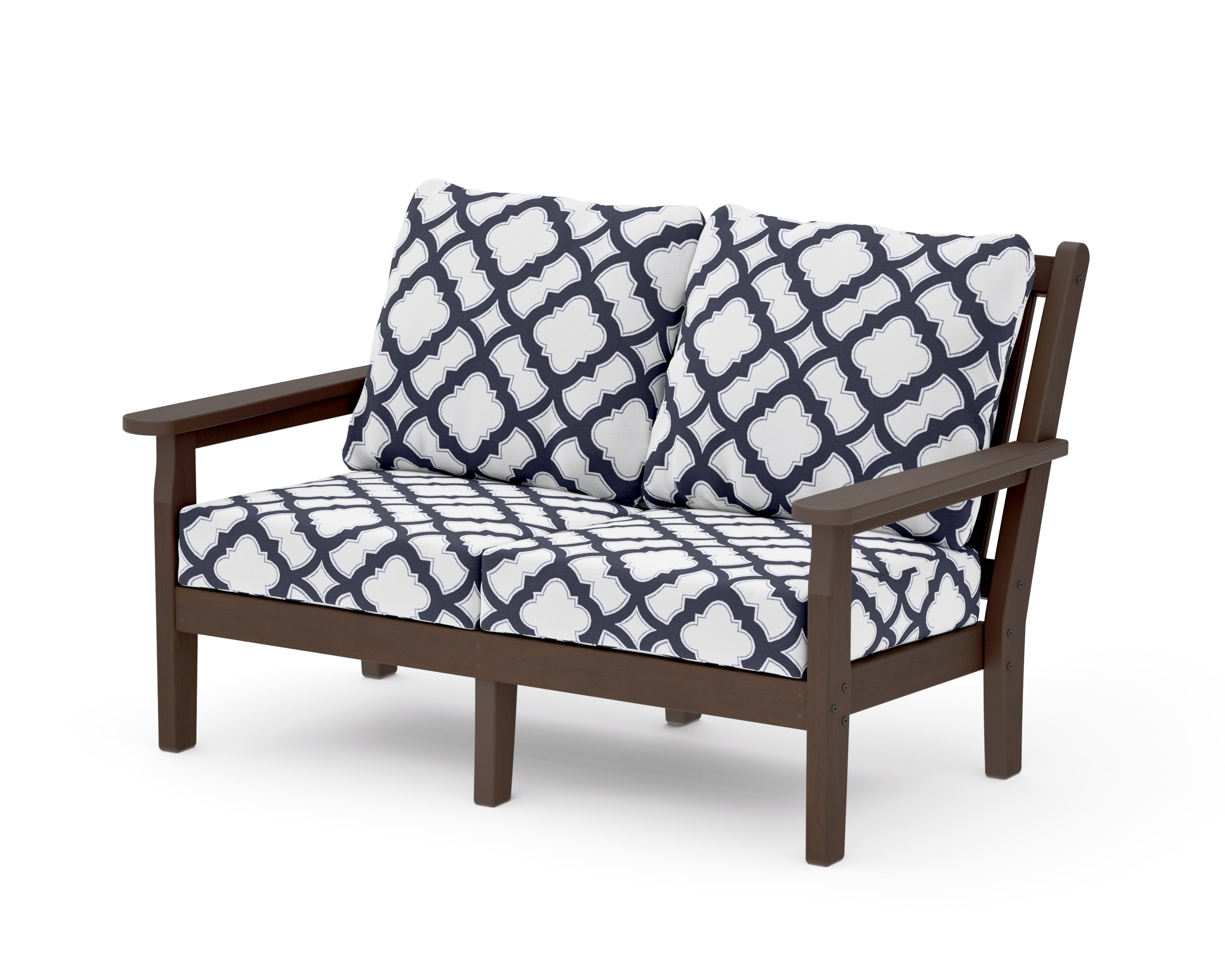Chippendale Deep Seating Loveseat in Kona / Trellis Navy