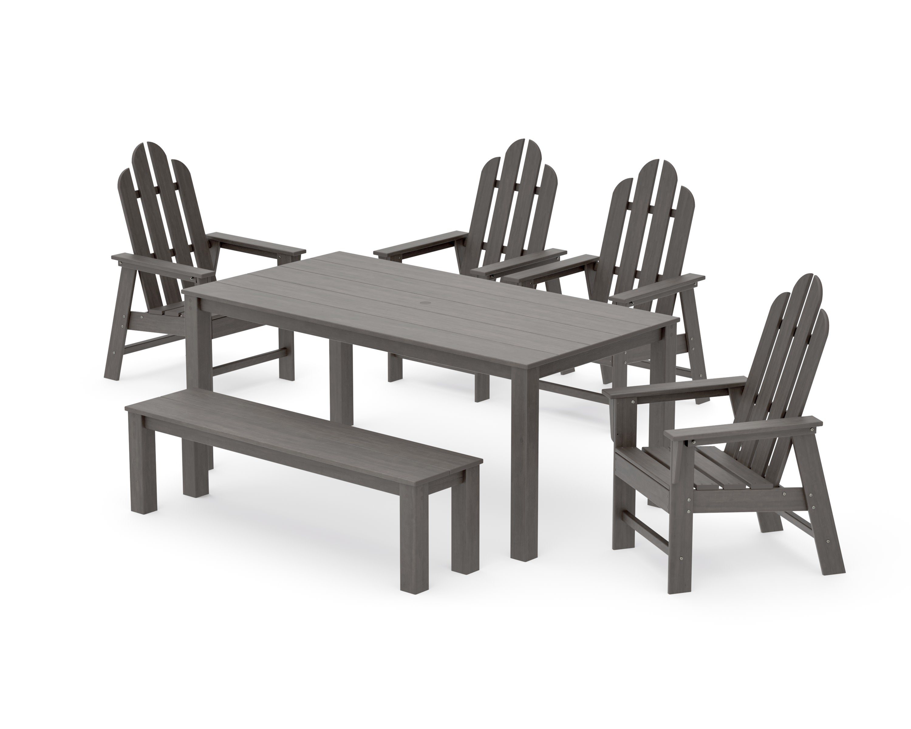 Long Island 6-Piece Parsons Dining Set with Bench in Driftwood