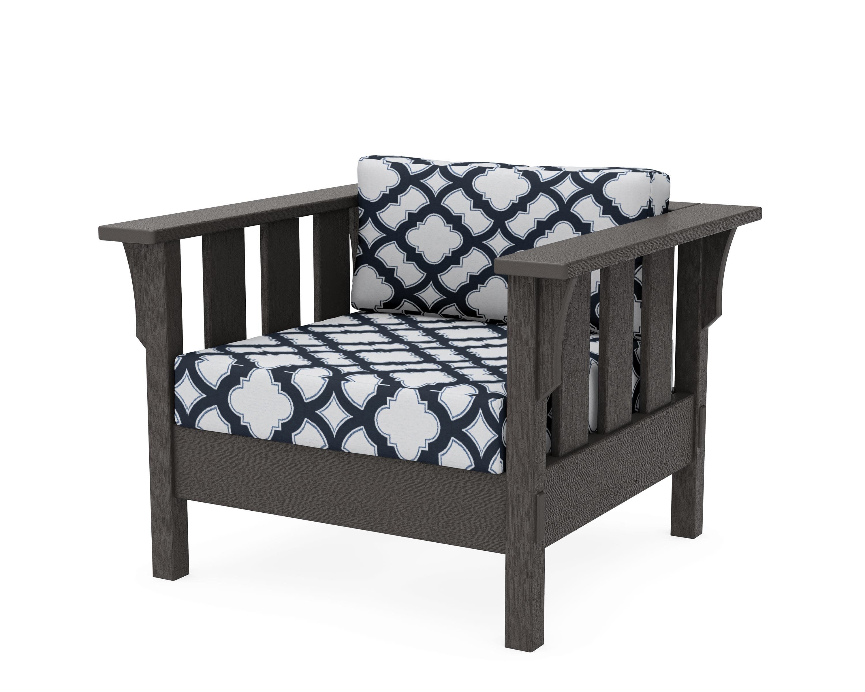 Acadia Deep Seating Chair in Vintage Coffee / Trellis Marine Indigo