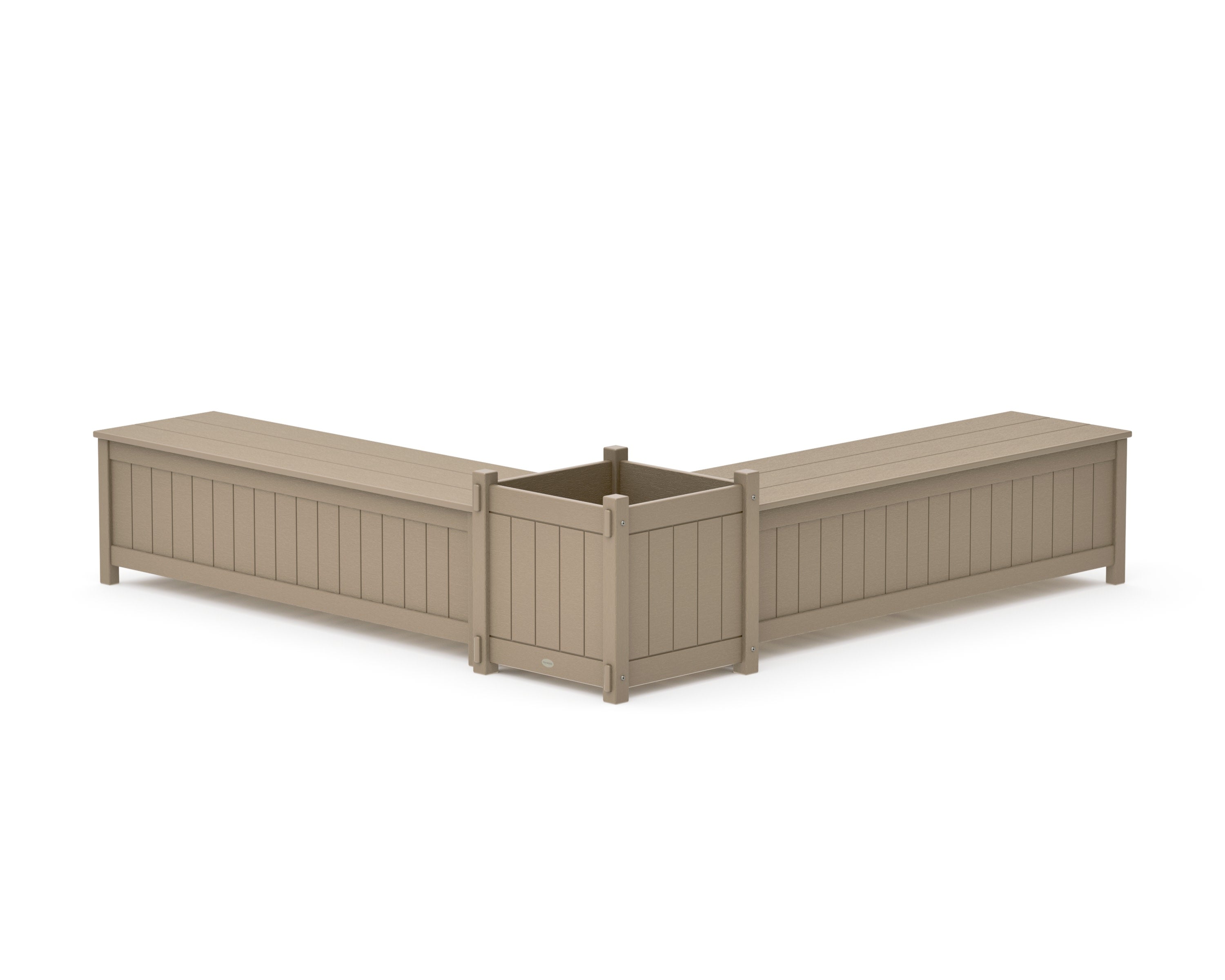 60" Vineyard L- Shaped Planter Storage Bench Set- Large in Vintage Sahara