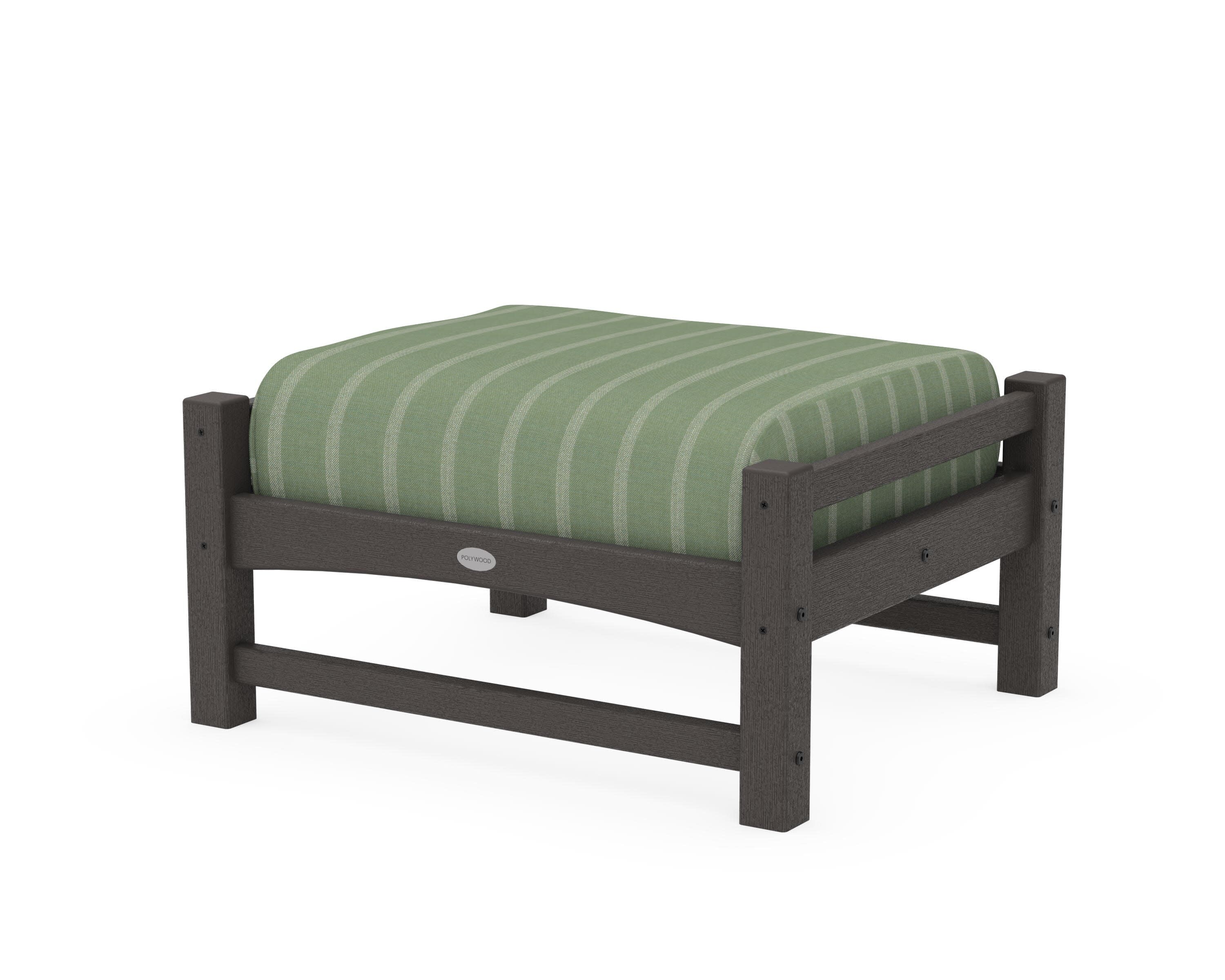 Club Ottoman in Vintage Coffee / Unwind Rainwashed