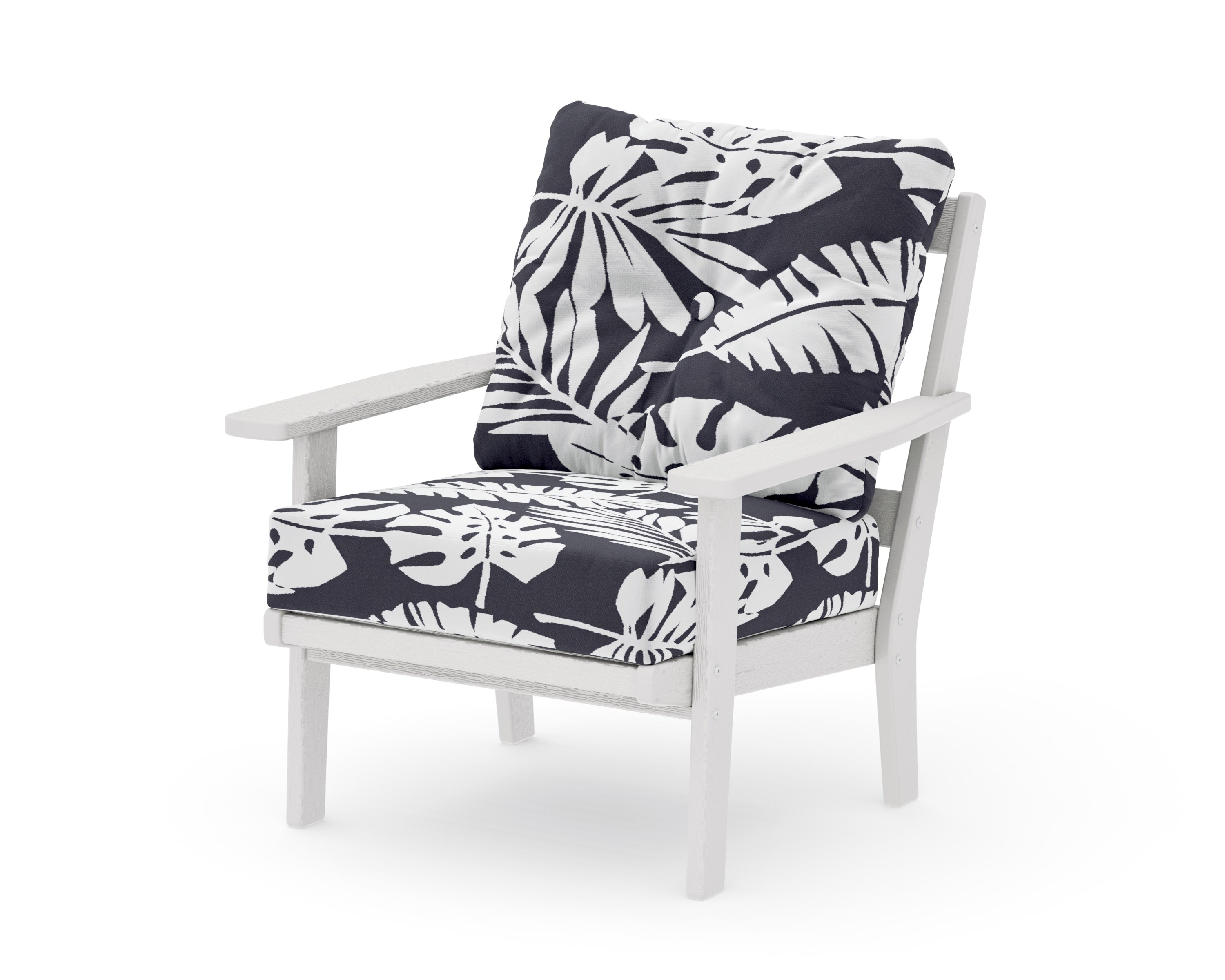Prairie Deep Seating Chair in Vintage White / Leaf Navy