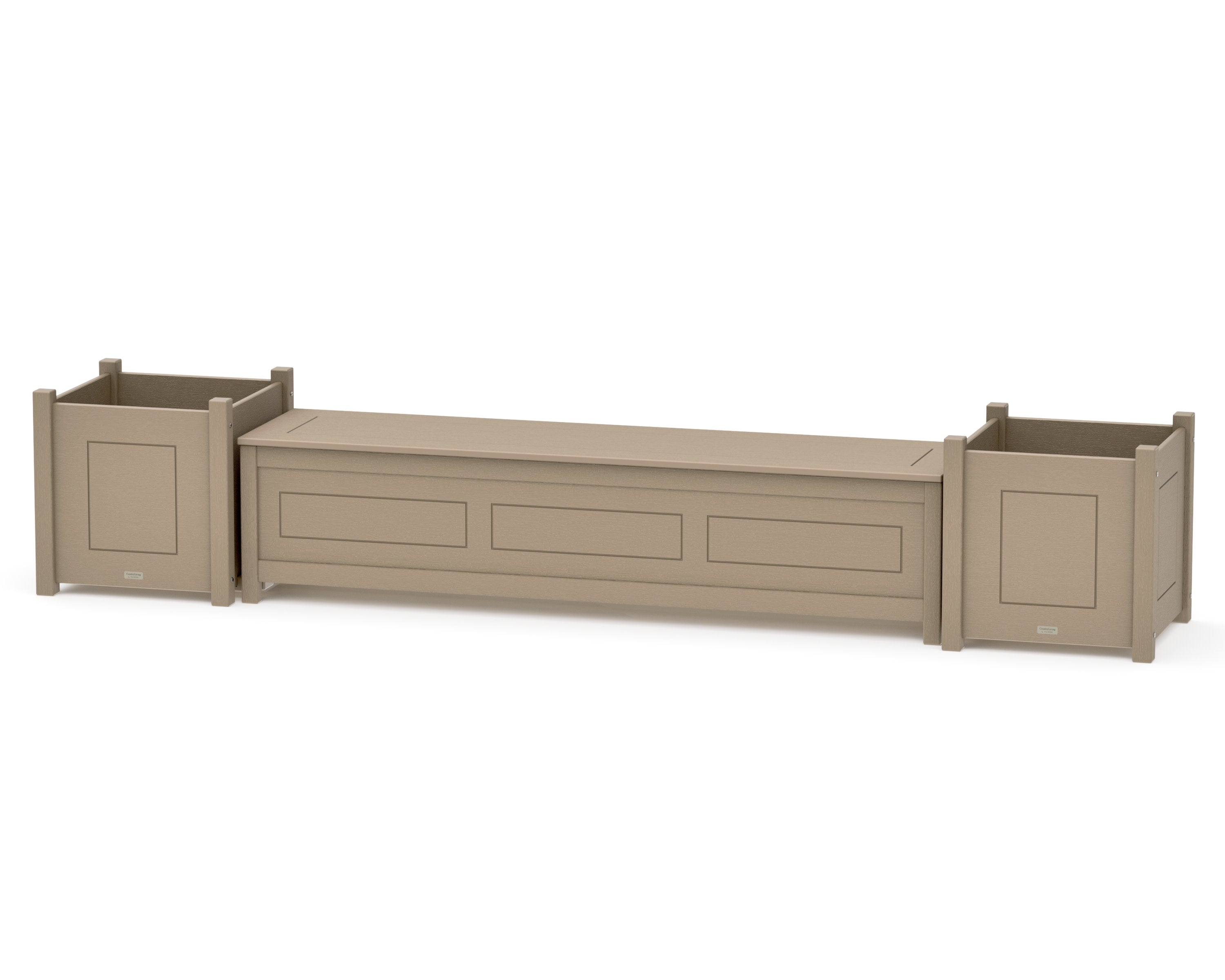 72" Country Living Straight Planter Storage Bench Set- Large in Vintage Sahara
