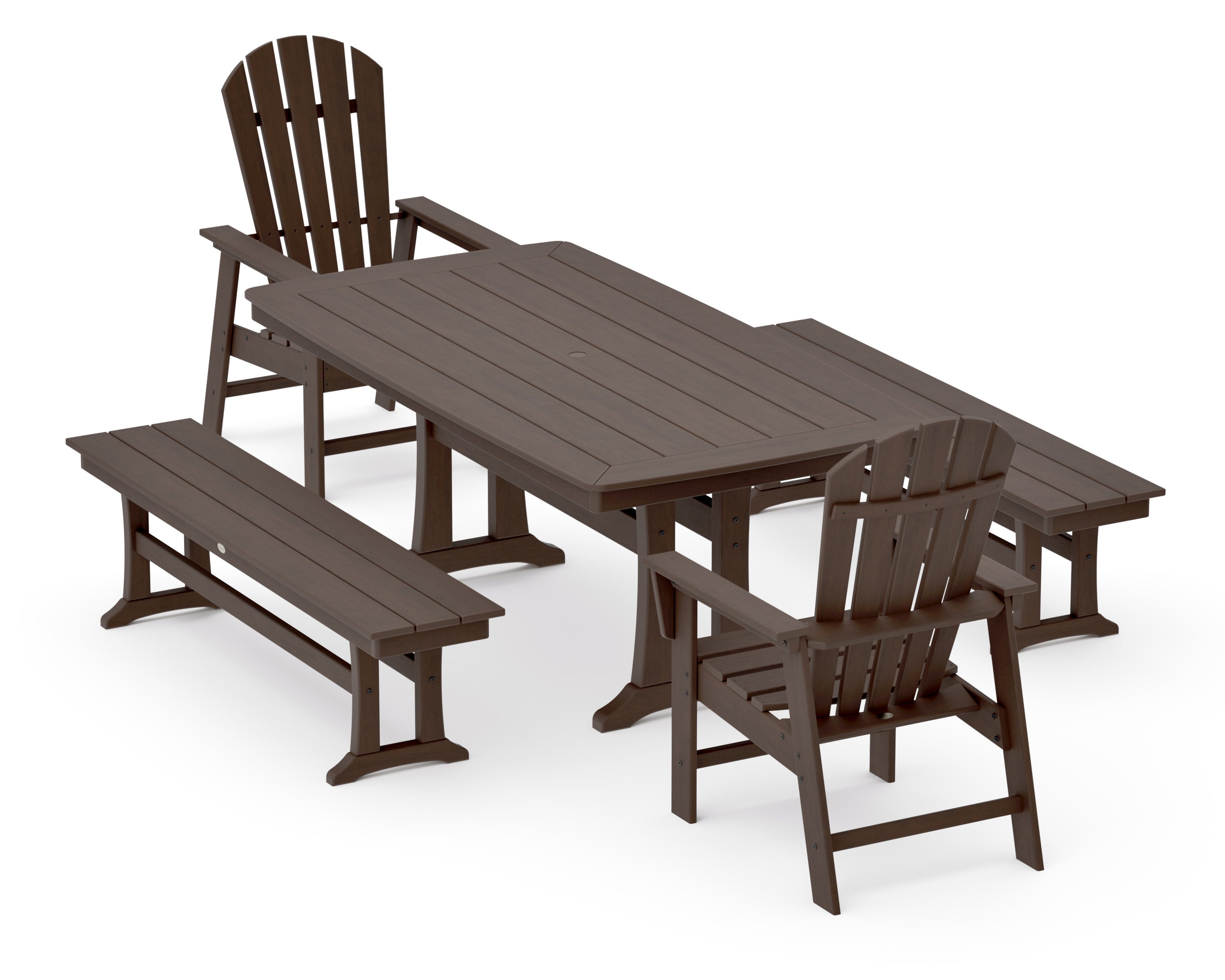 South Beach 5-Piece Dining Set with Trestle Legs in Kona