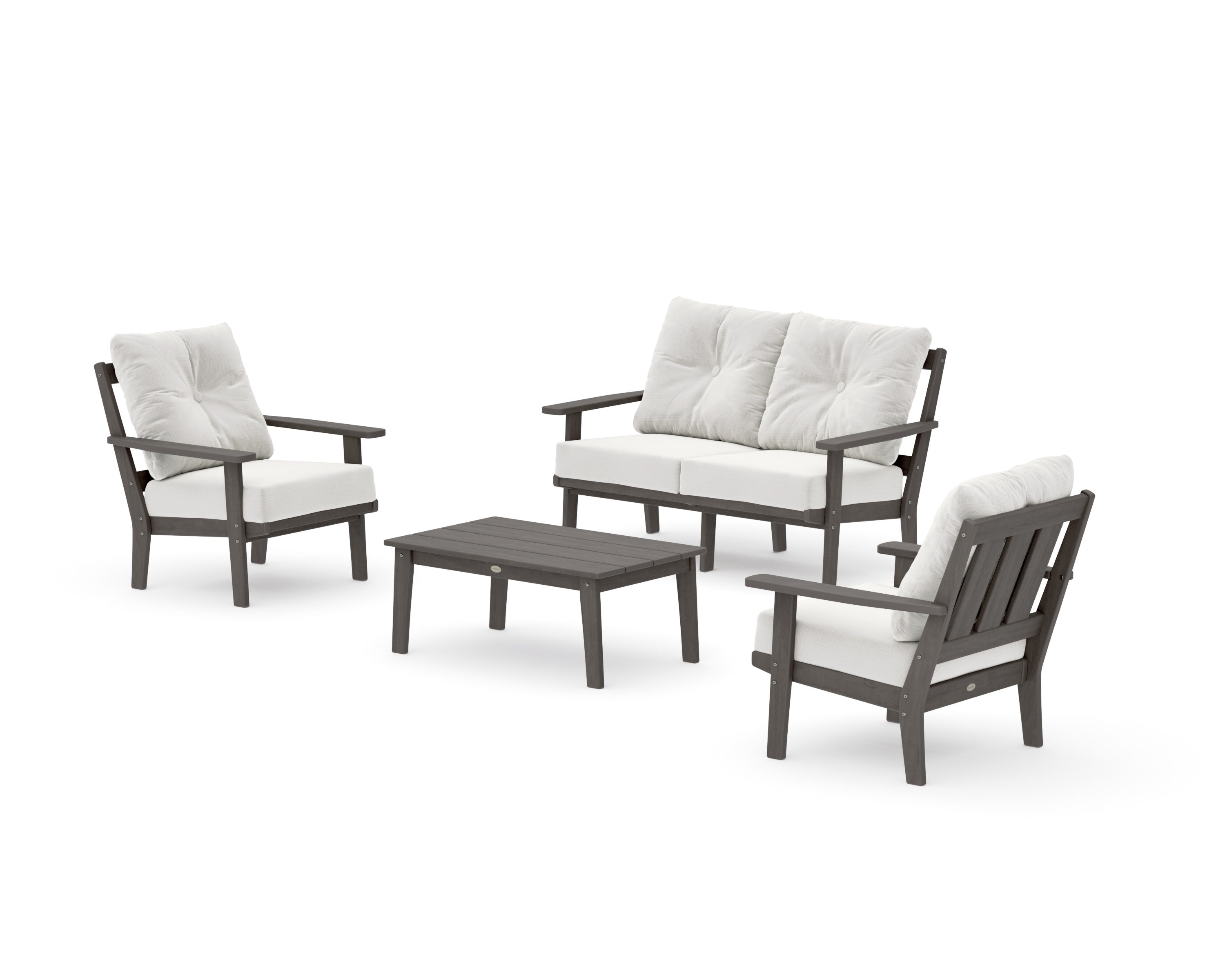 Oxford 4-Piece Deep Seating Set with Loveseat in Driftwood / Natural Linen