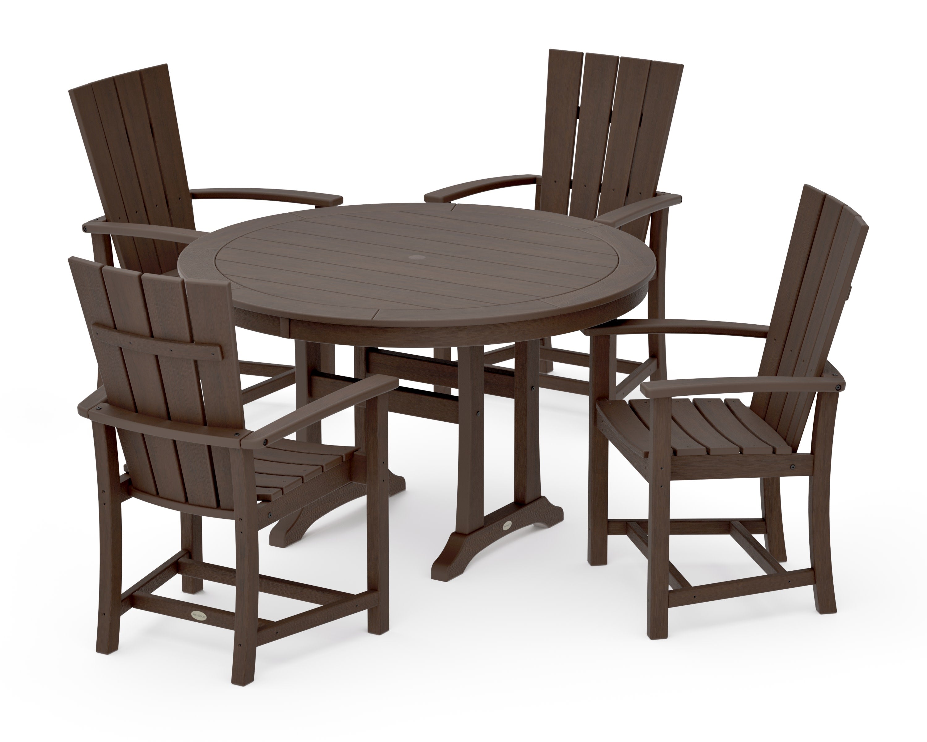 Quattro 5-Piece Round Dining Set with Trestle Legs in Kona