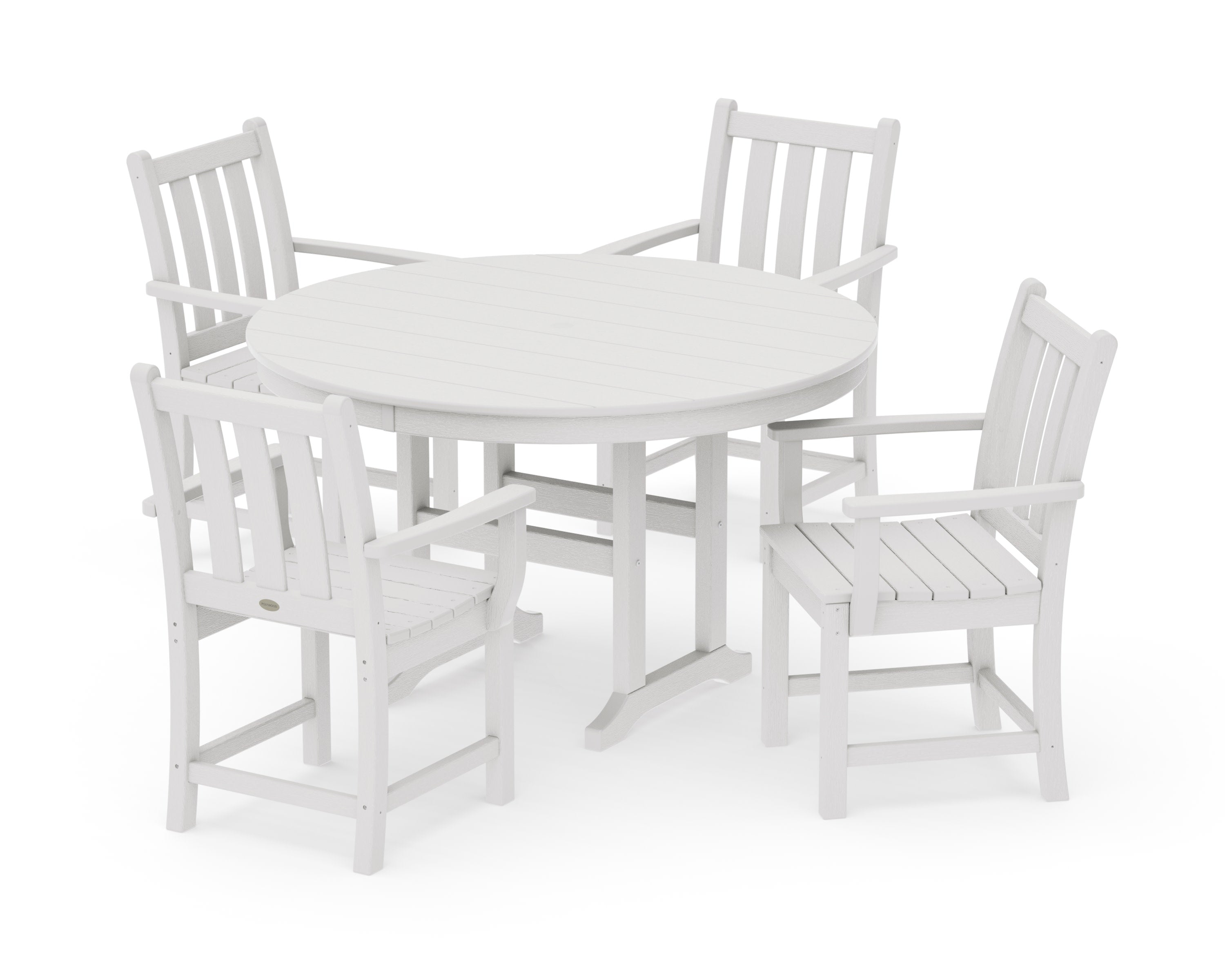 Traditional Garden 5-Piece Round Farmhouse Dining Set in Vintage White