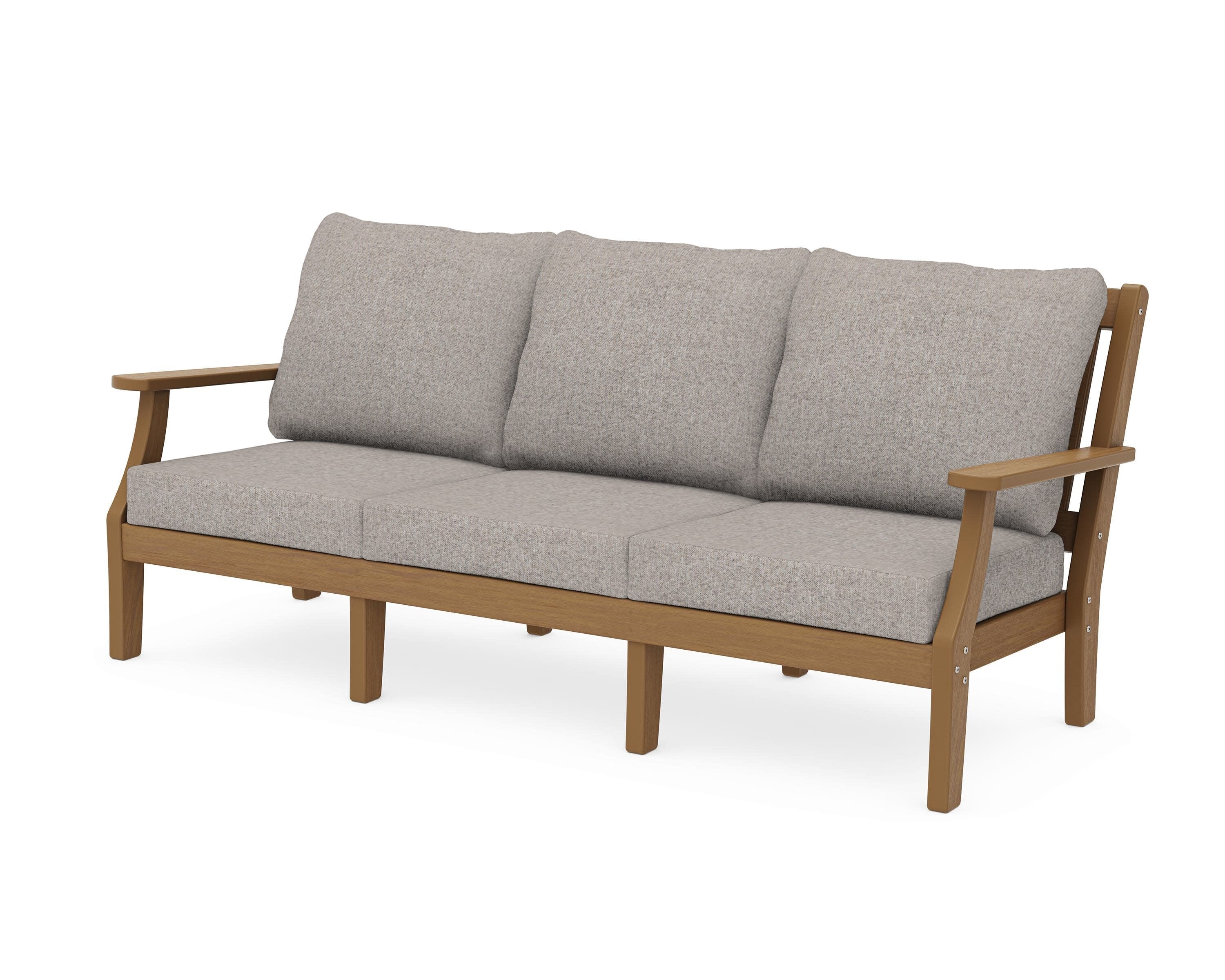 Chinoiserie Deep Seating Sofa in Natural / Weathered Tweed