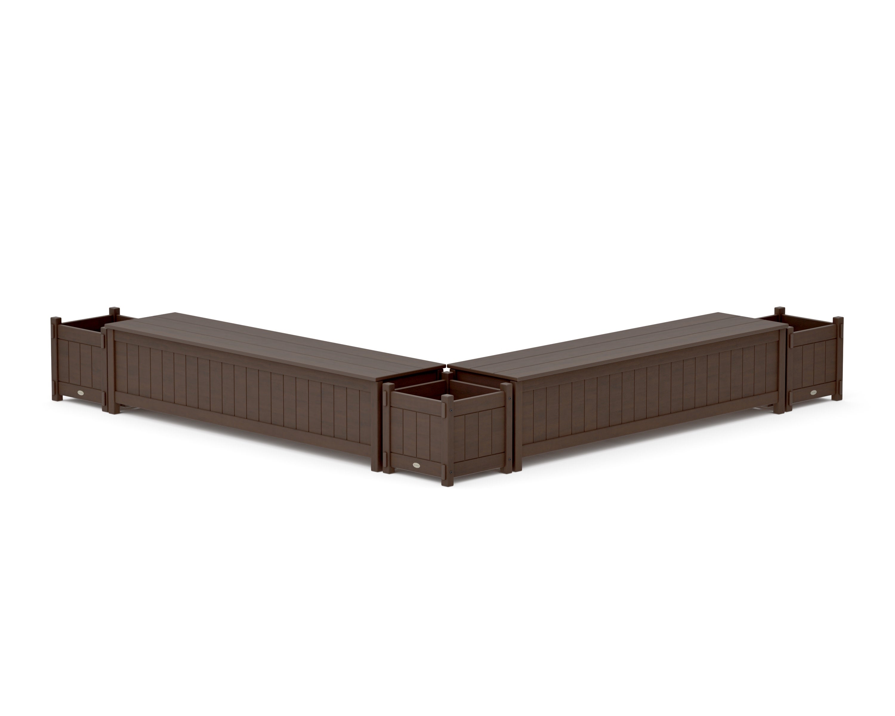 72" Vineyard L- Shaped Planter Storage Bench Corner Set in Kona