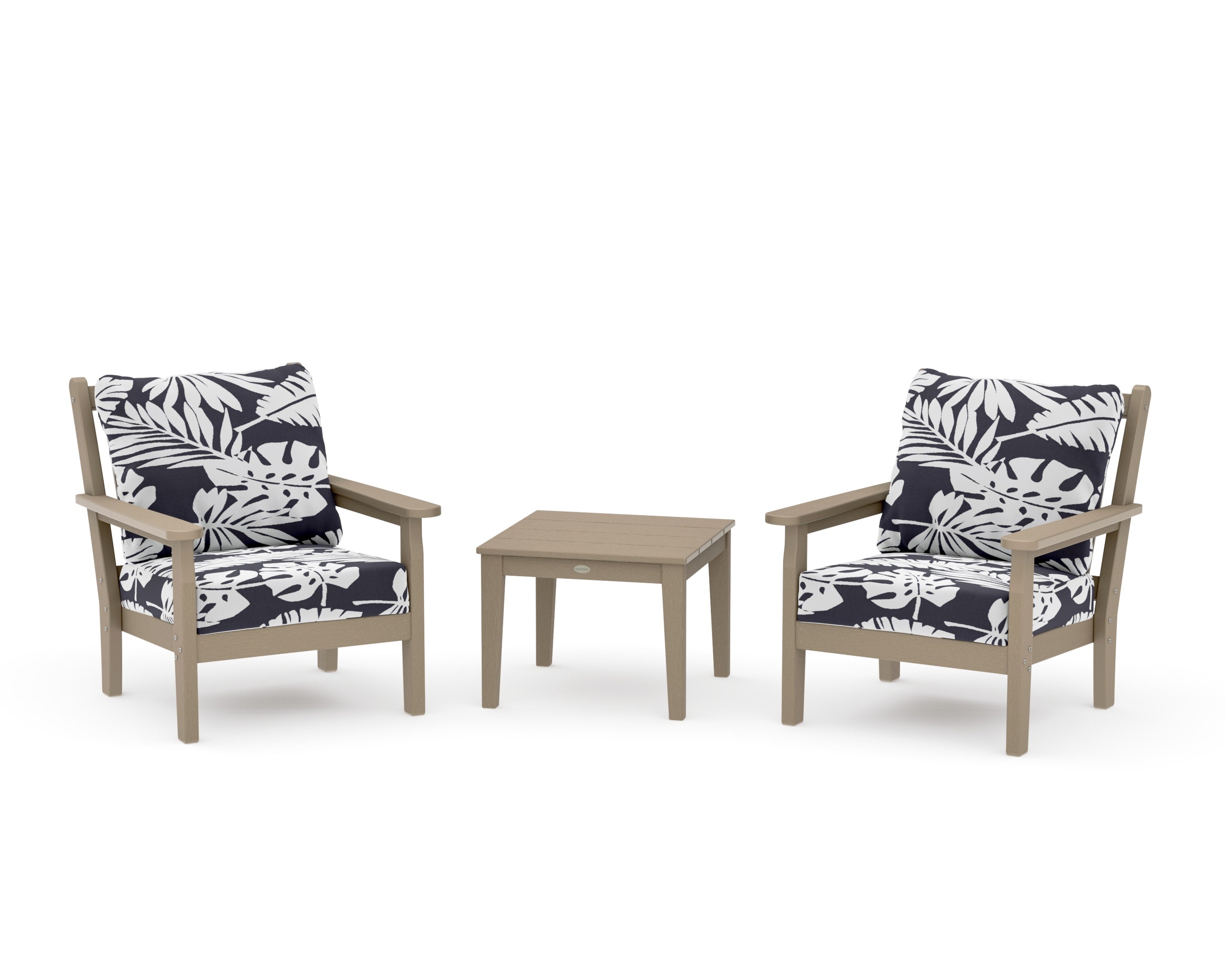 Chippendale 3-Piece Deep Seating Set in Vintage Sahara / Leaf Navy