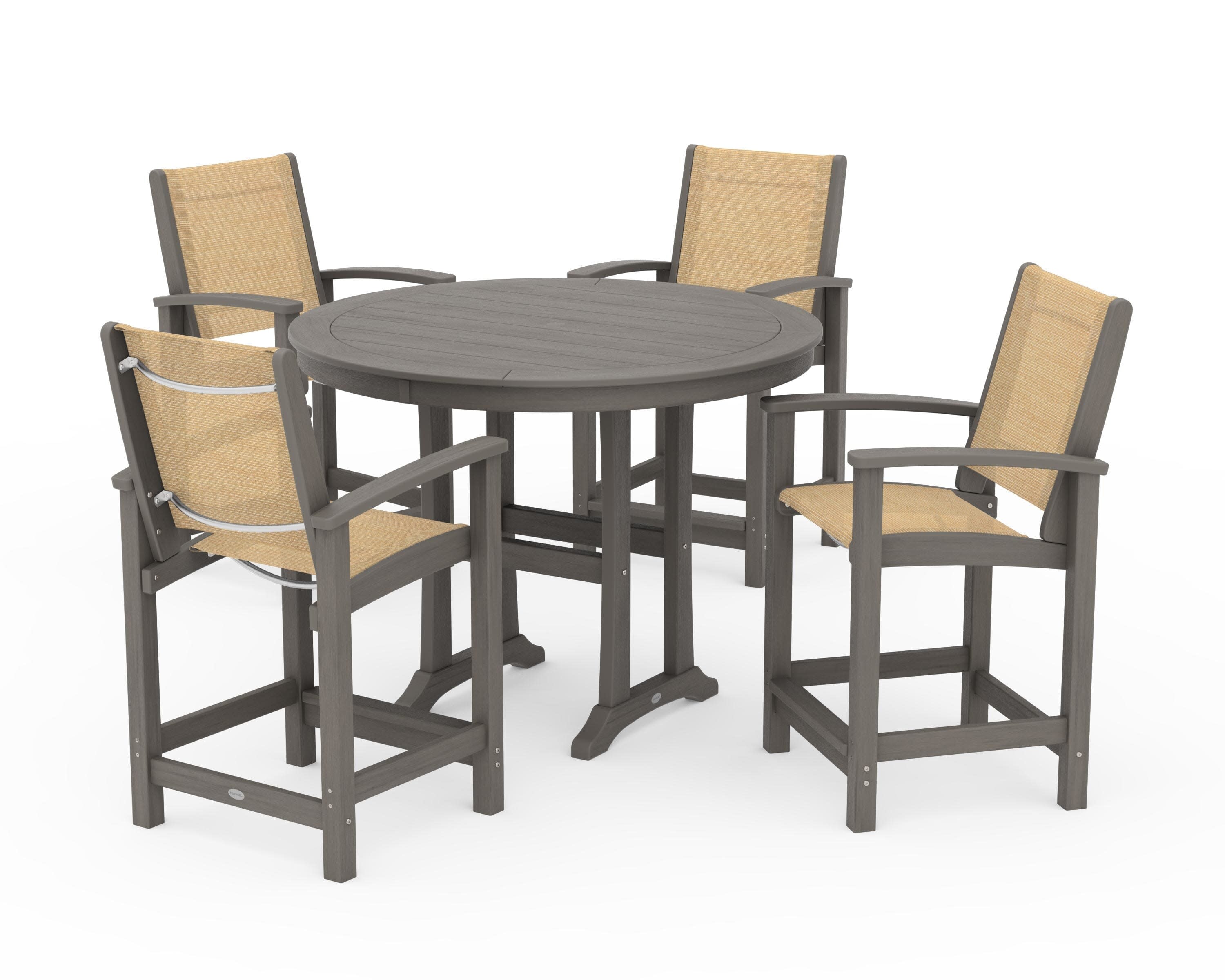 Coastal 5-Piece Counter Set in Driftwood / Dupioni Apricot Sling