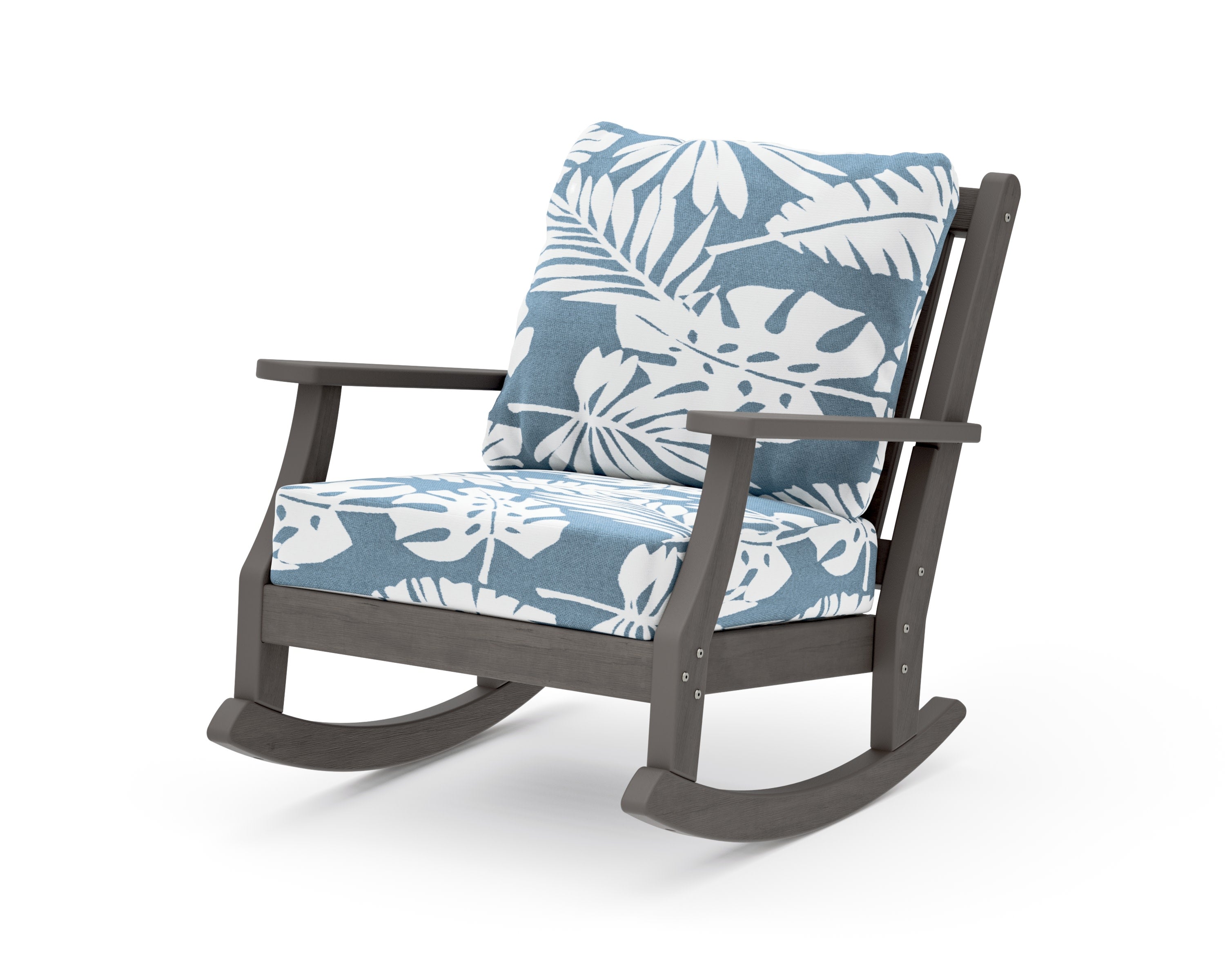 Wovendale Deep Seating Rocking Chair in Driftwood / Leaf Sky Blue