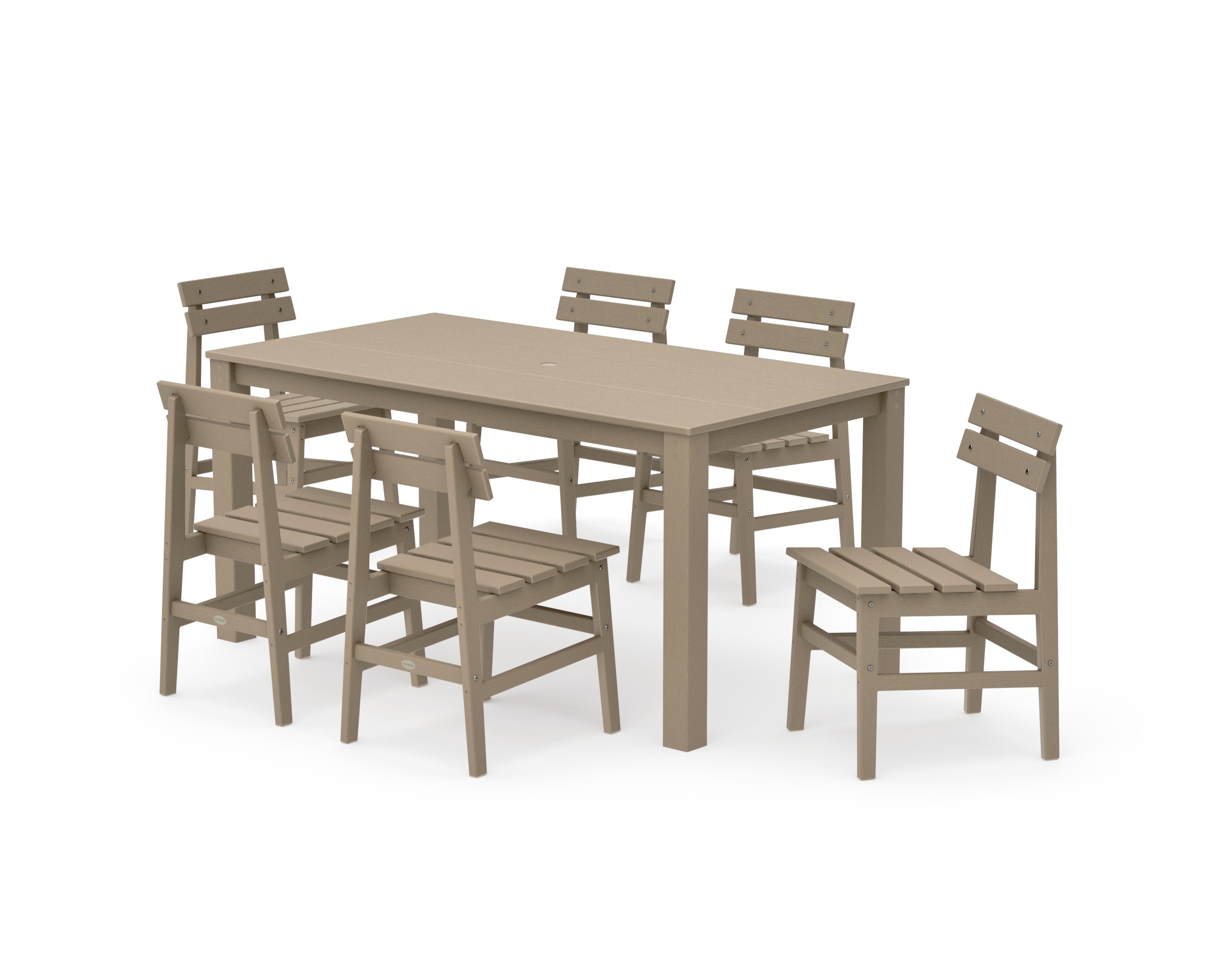 Modern Studio Plaza Chair 7-Piece Parsons Table Dining Set in Vintage Sahara