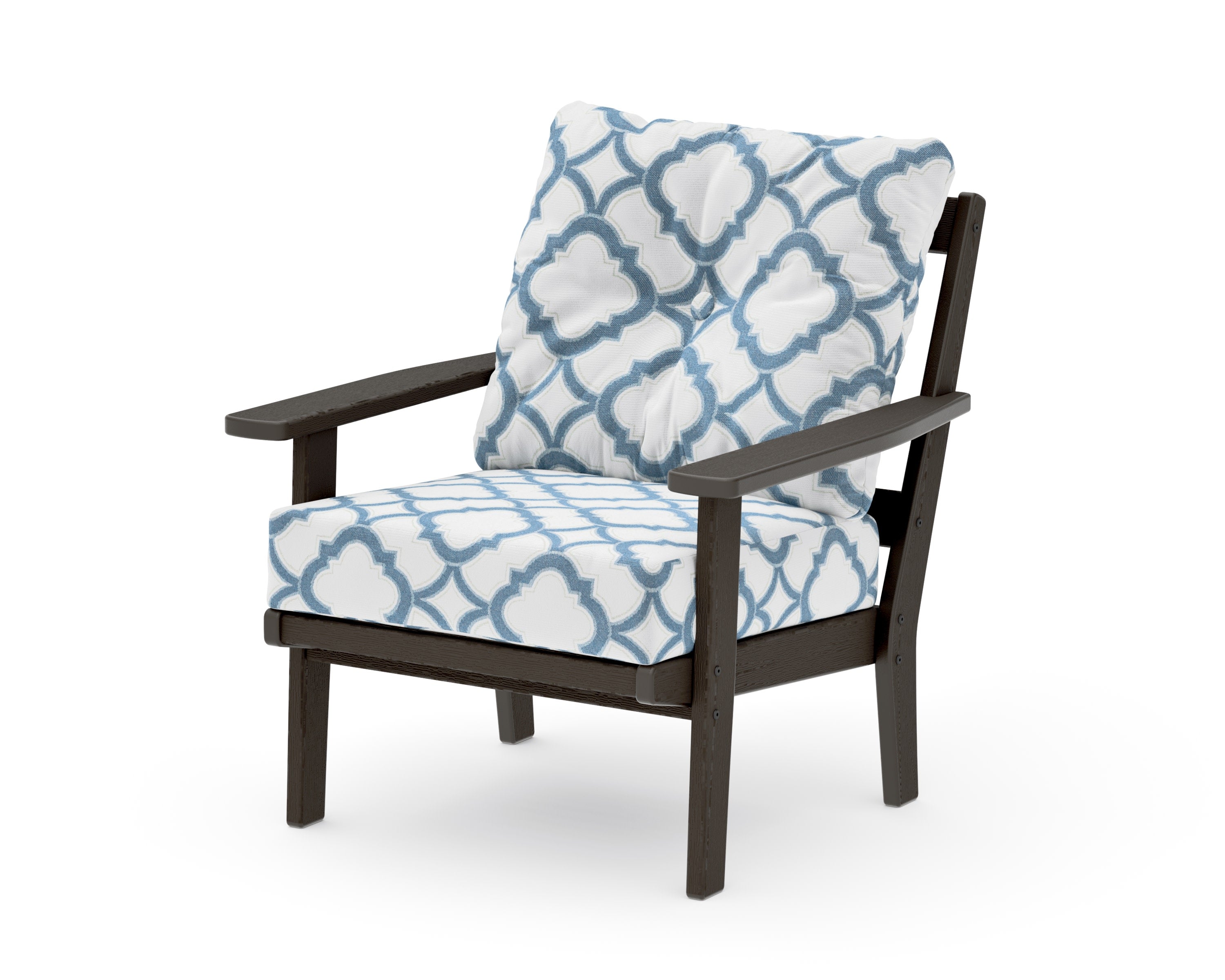Prairie Deep Seating Chair in Vintage Coffee / Trellis Sky Blue