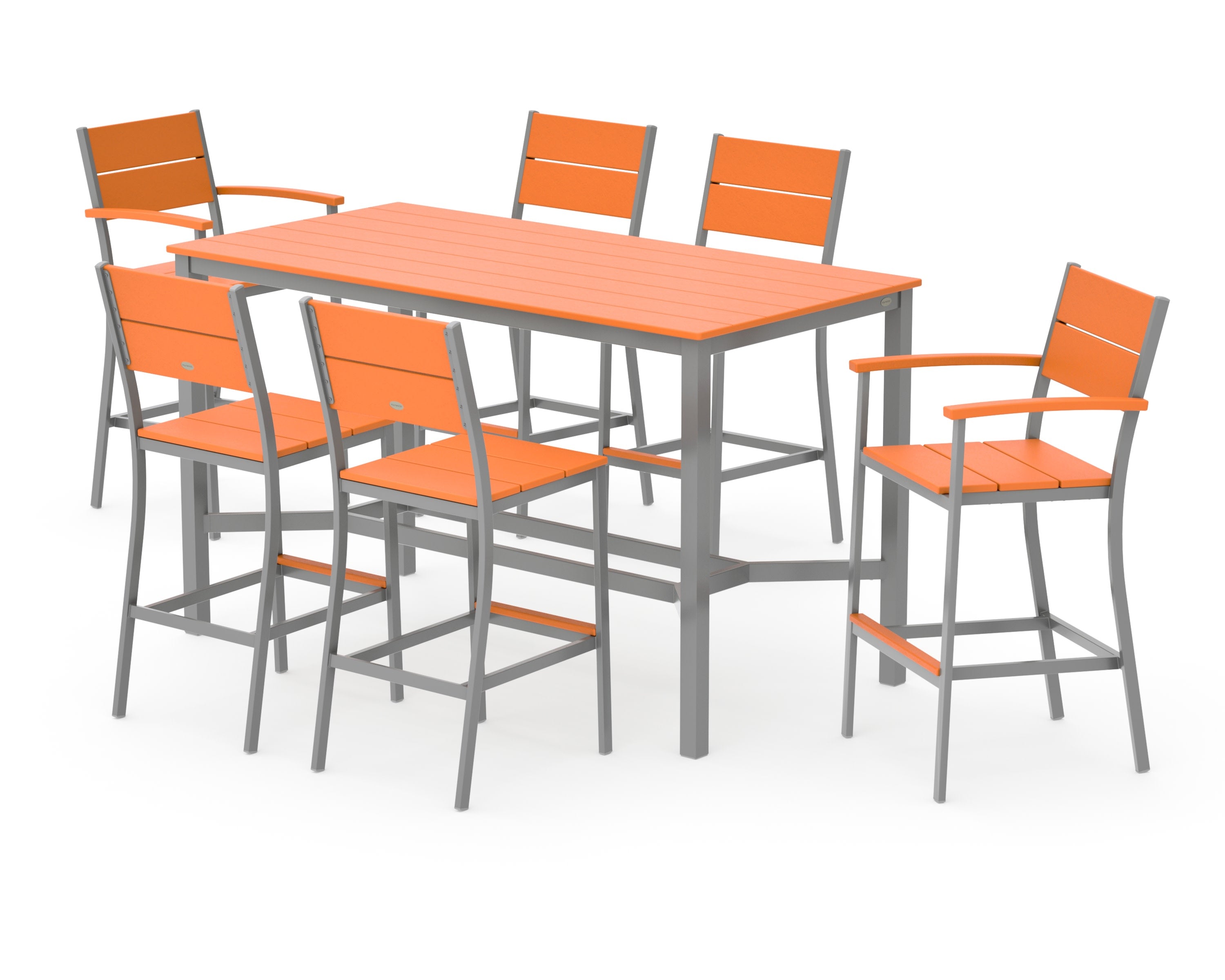 Main Street 7-Piece Bar Set in Silver / Tangerine