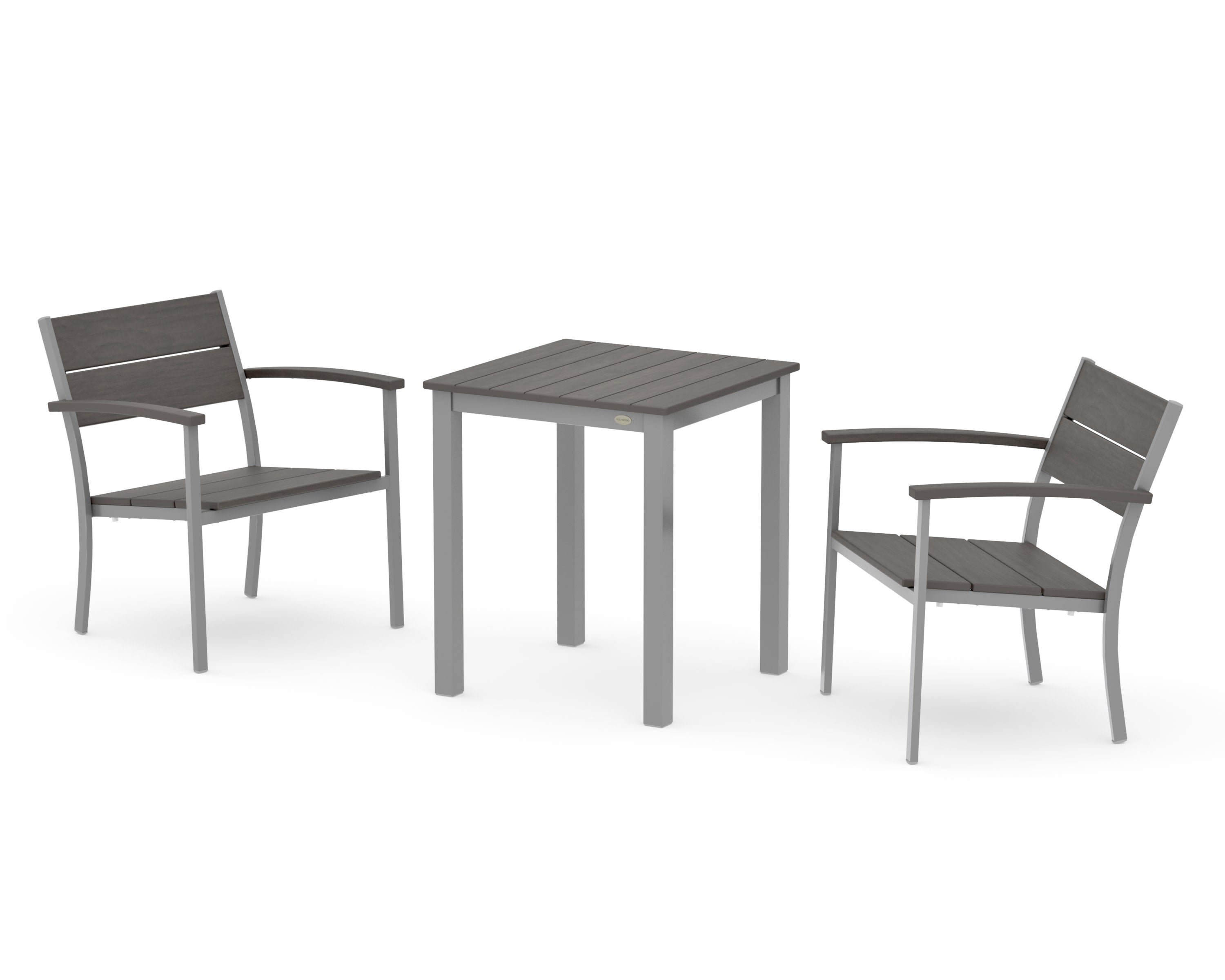 Main Street 3-Piece Square Dining Set in Silver / Driftwood