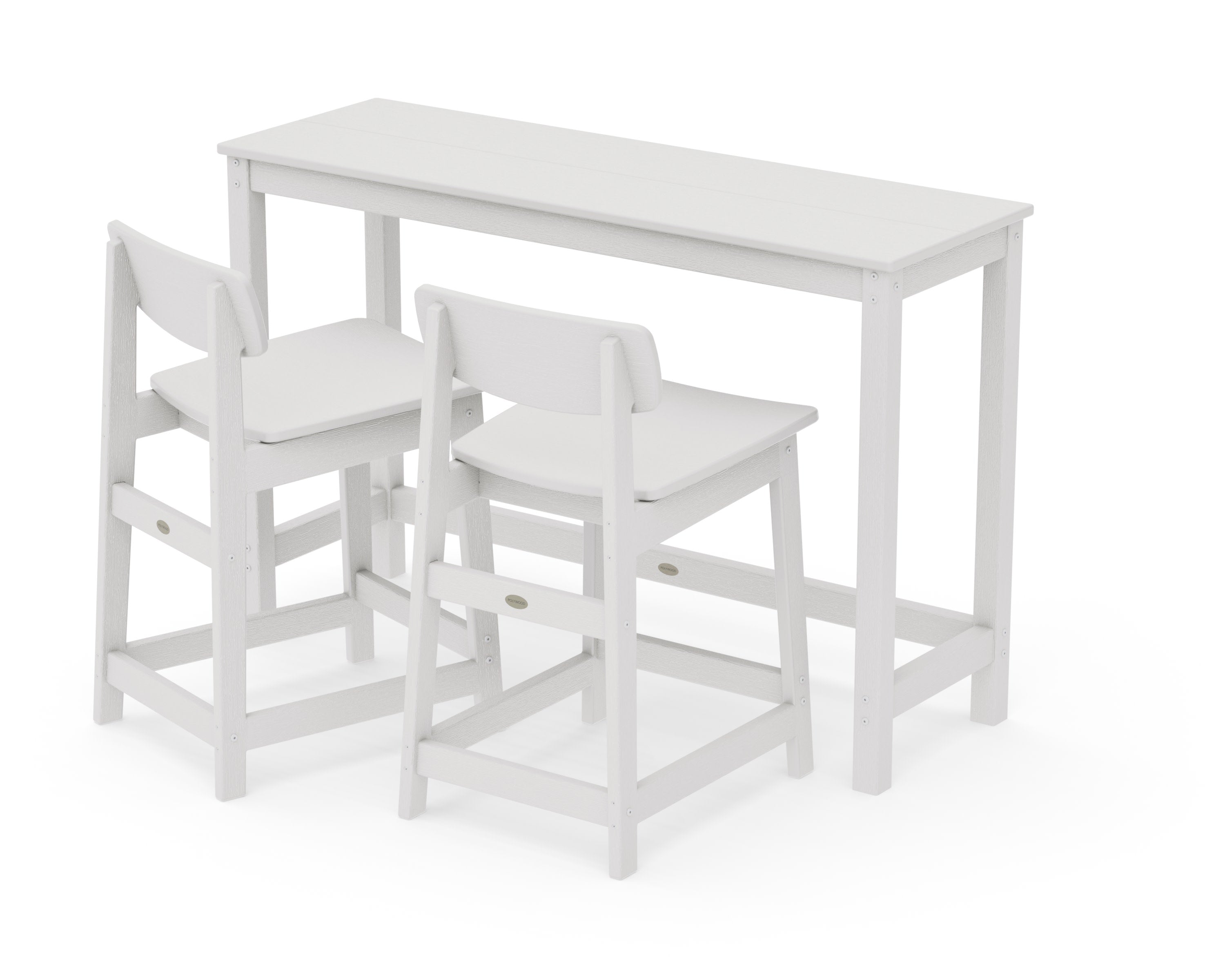 Modern Studio Urban Lowback Counter Chair 3-Piece Balcony Set in Vintage White
