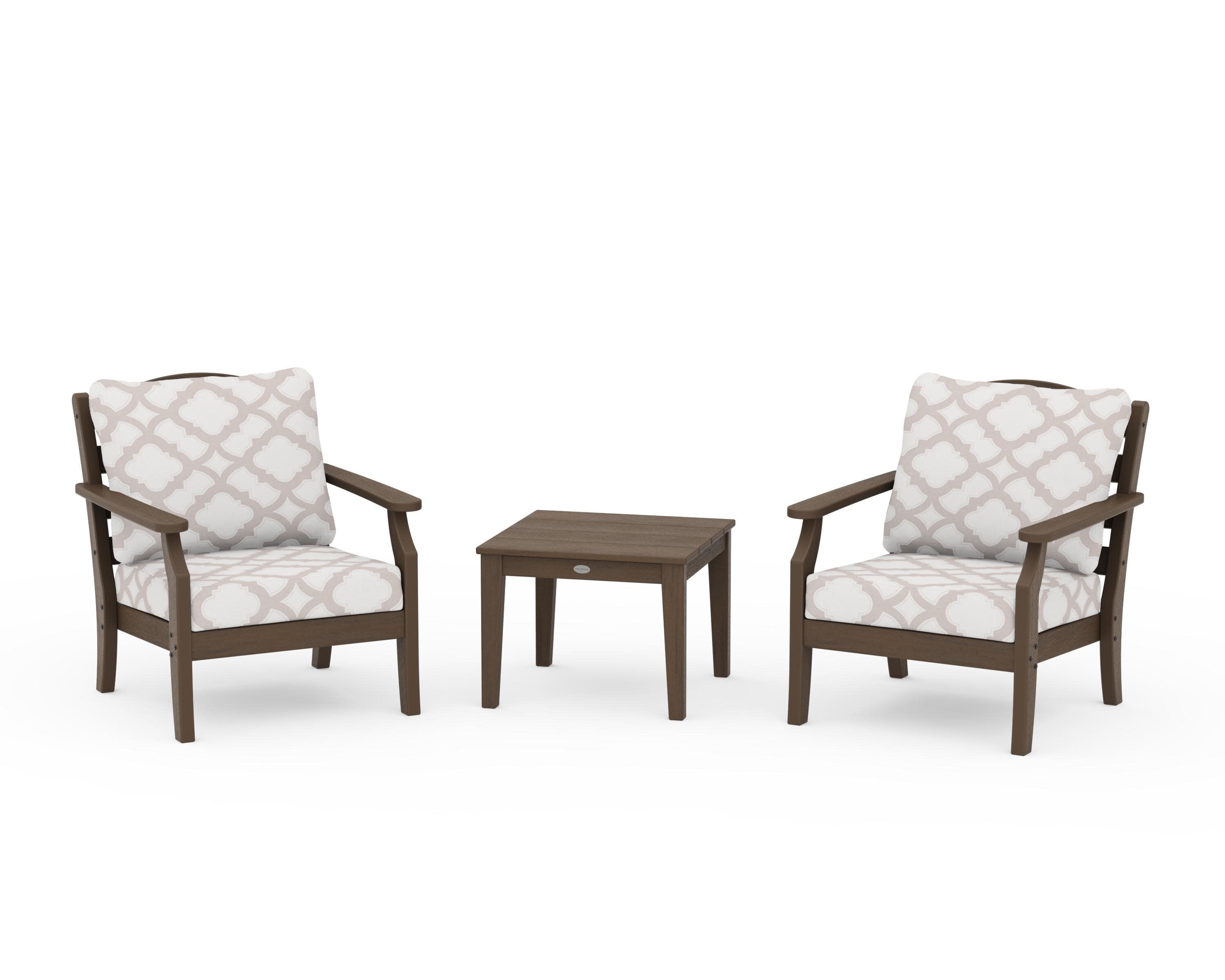 Savannah 3-Piece Deep Seating Set in Kona / Trellis Dune Burlap