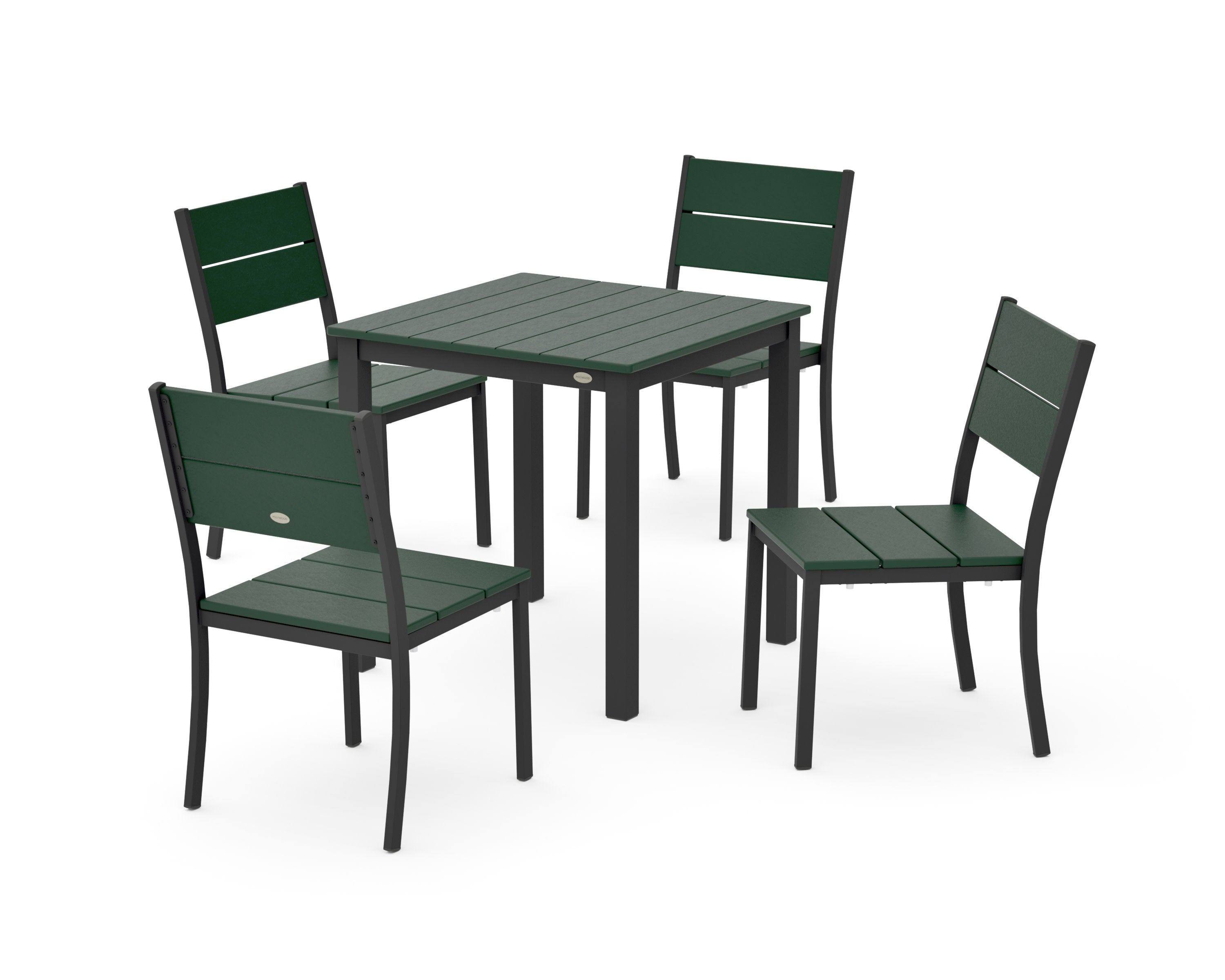 Main Street 5-Piece Square Dining Set- Small in Black / Green