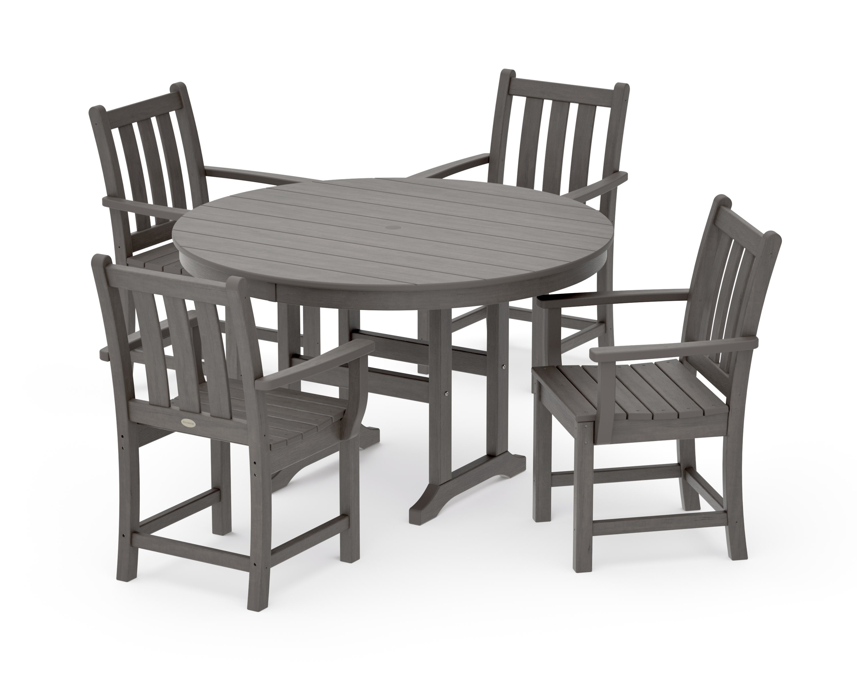 Traditional Garden 5-Piece Round Farmhouse Dining Set in Driftwood