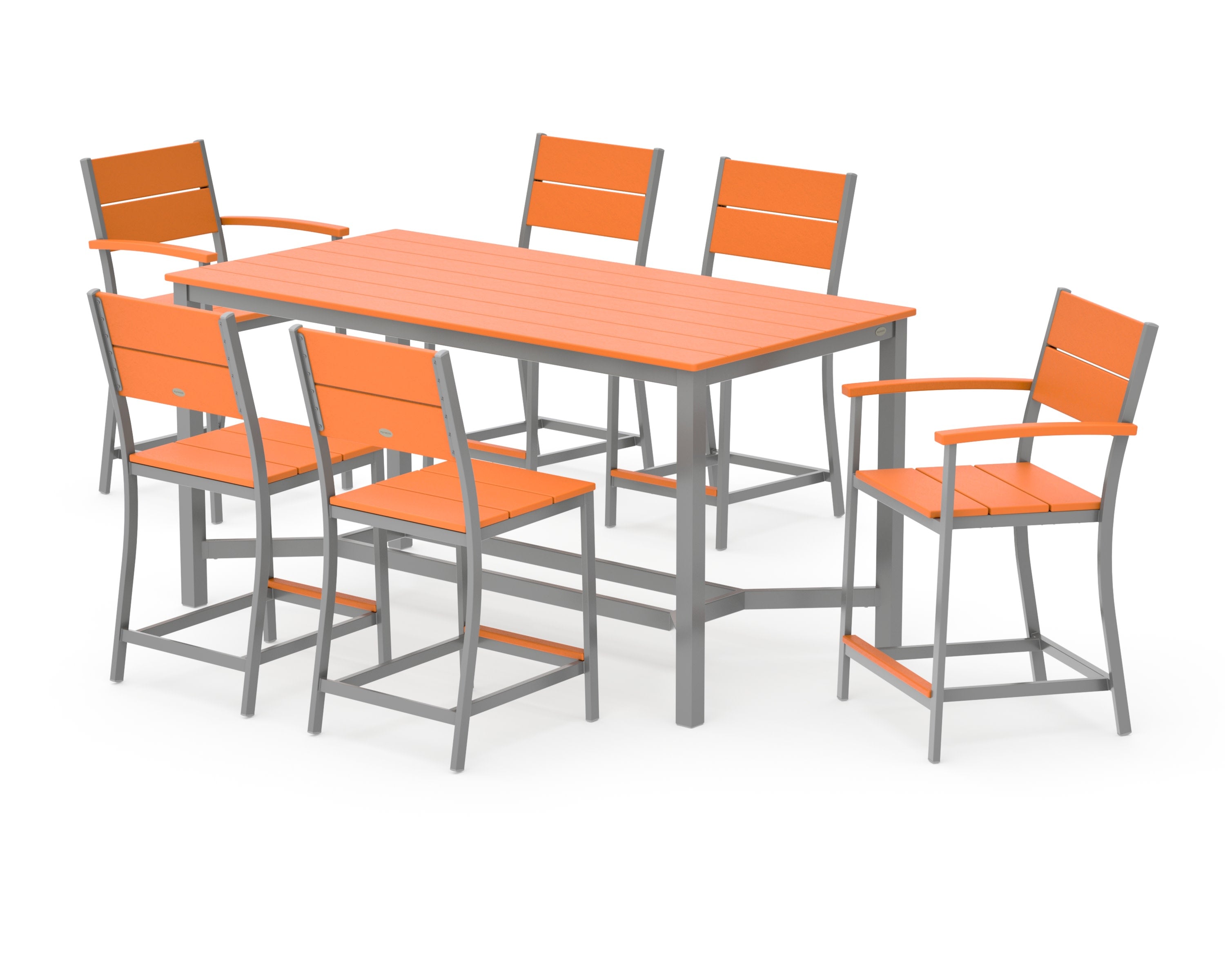 Main Street 7-Piece Counter Set in Silver / Tangerine