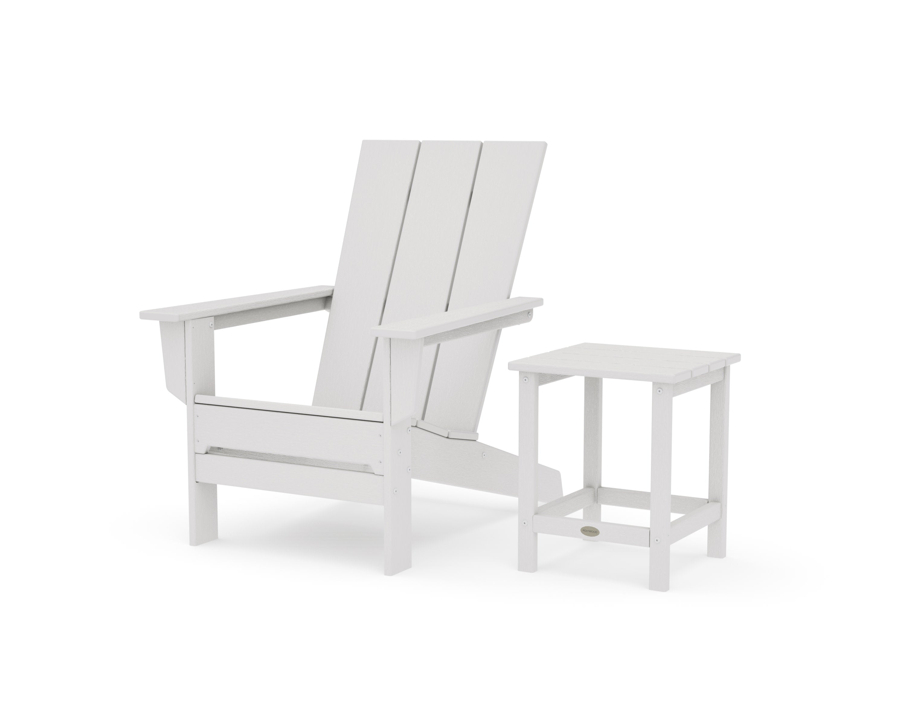 Modern Studio Adirondack Chair with Side Table in Vintage White