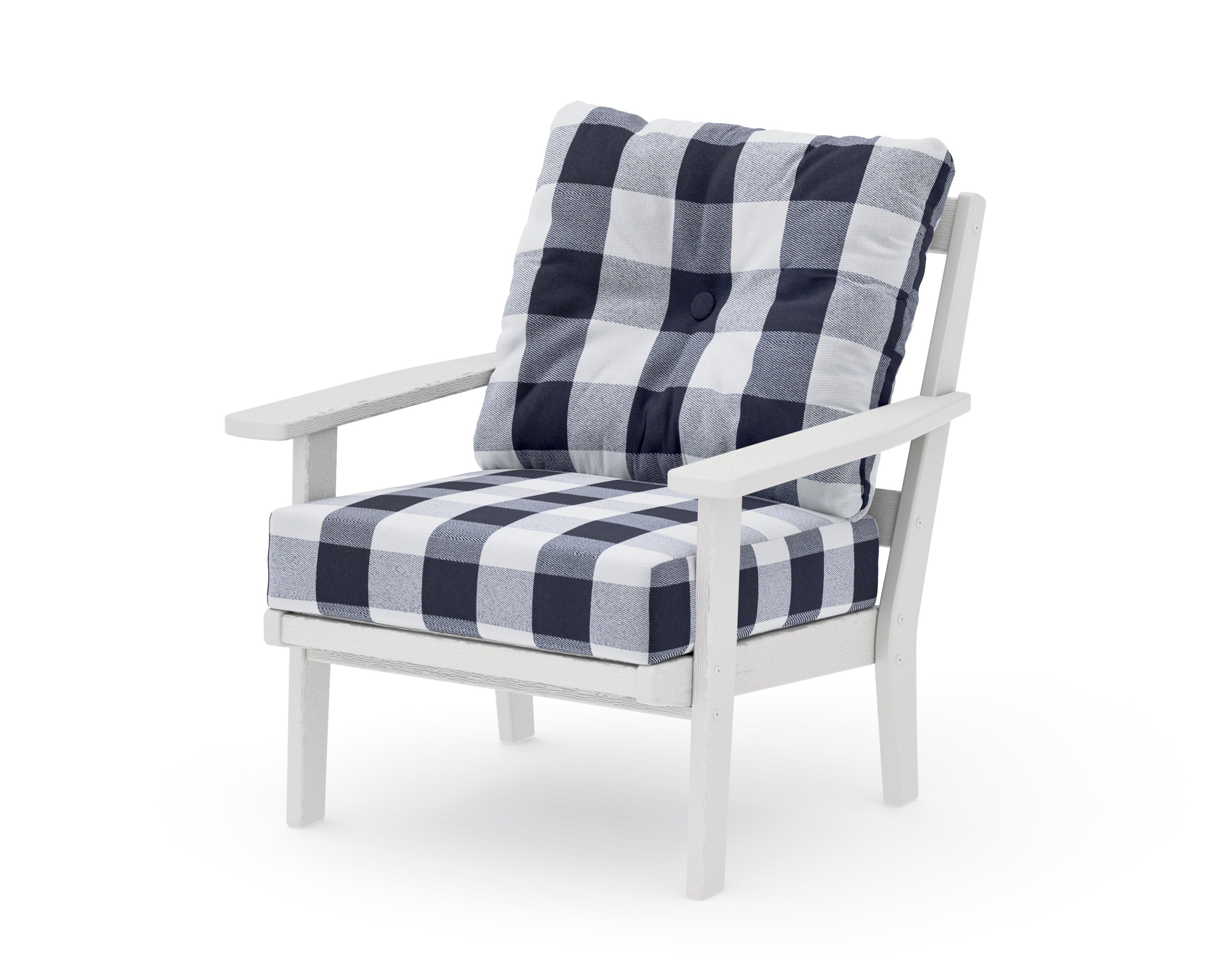 Prairie Deep Seating Chair in Vintage White / Buffalo Plaid Navy