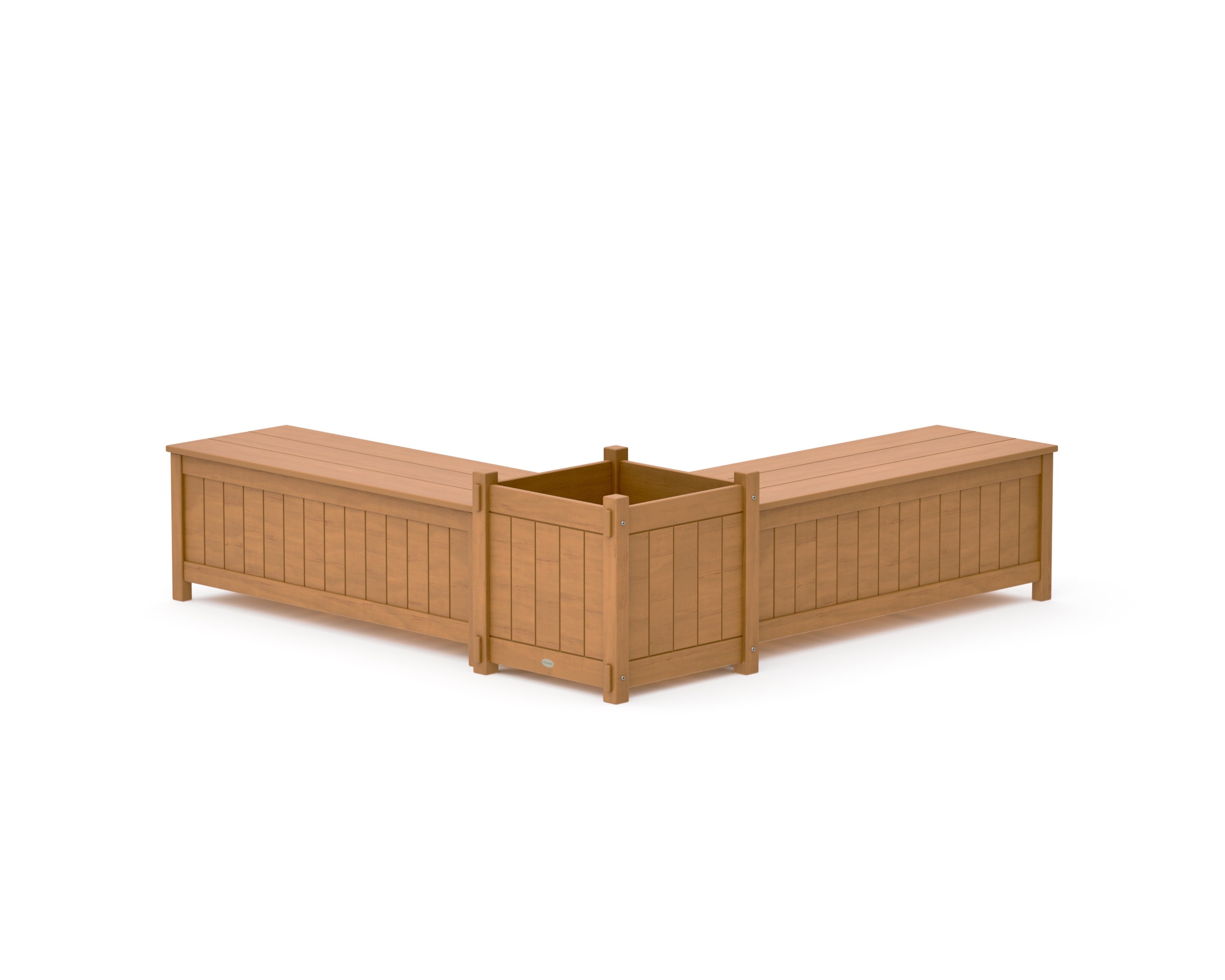 48" Vineyard L- Shaped Planter Storage Bench Set- Large in Natural