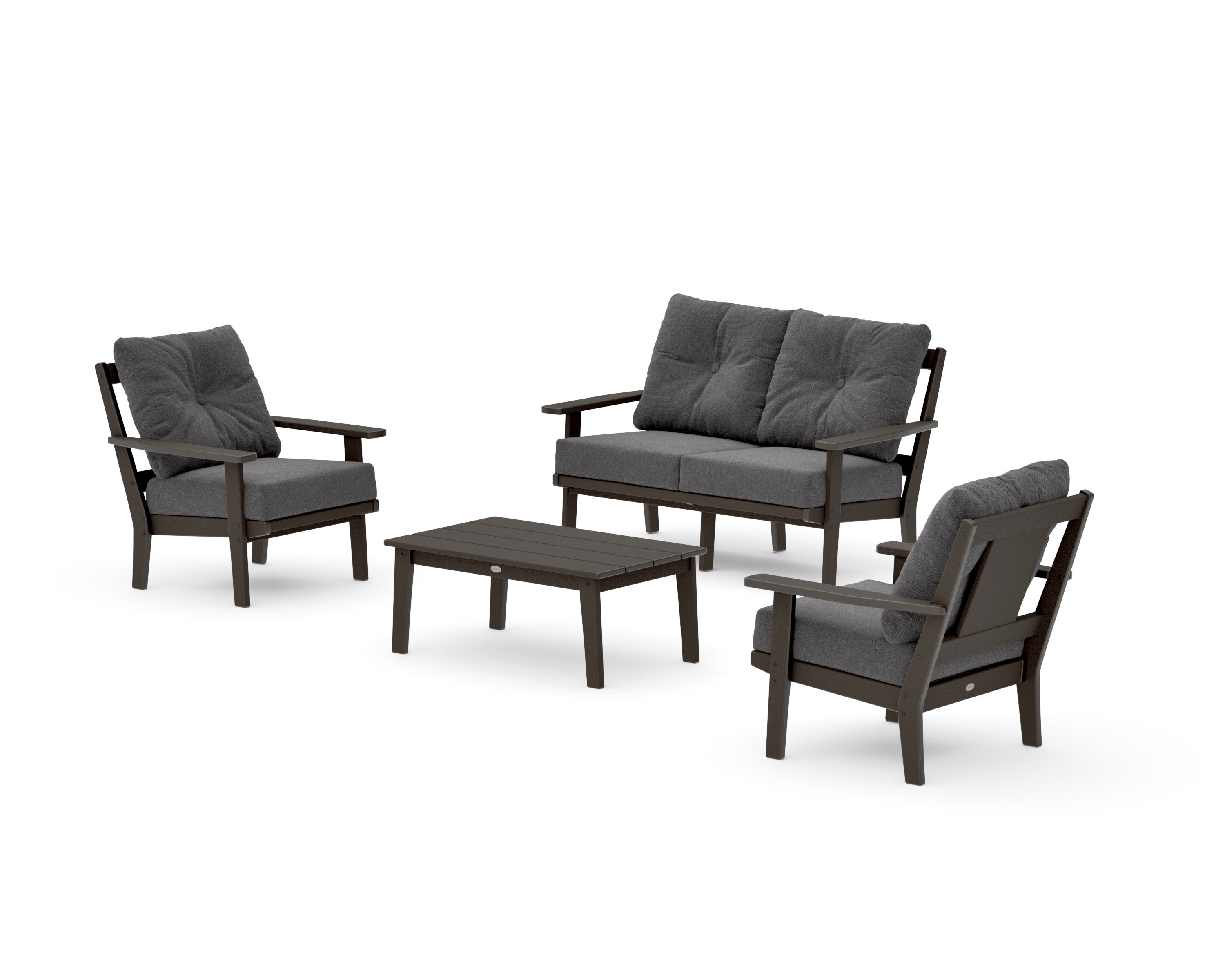 Prairie 4-Piece Deep Seating Set with Loveseat in Vintage Coffee / Ash Charcoal