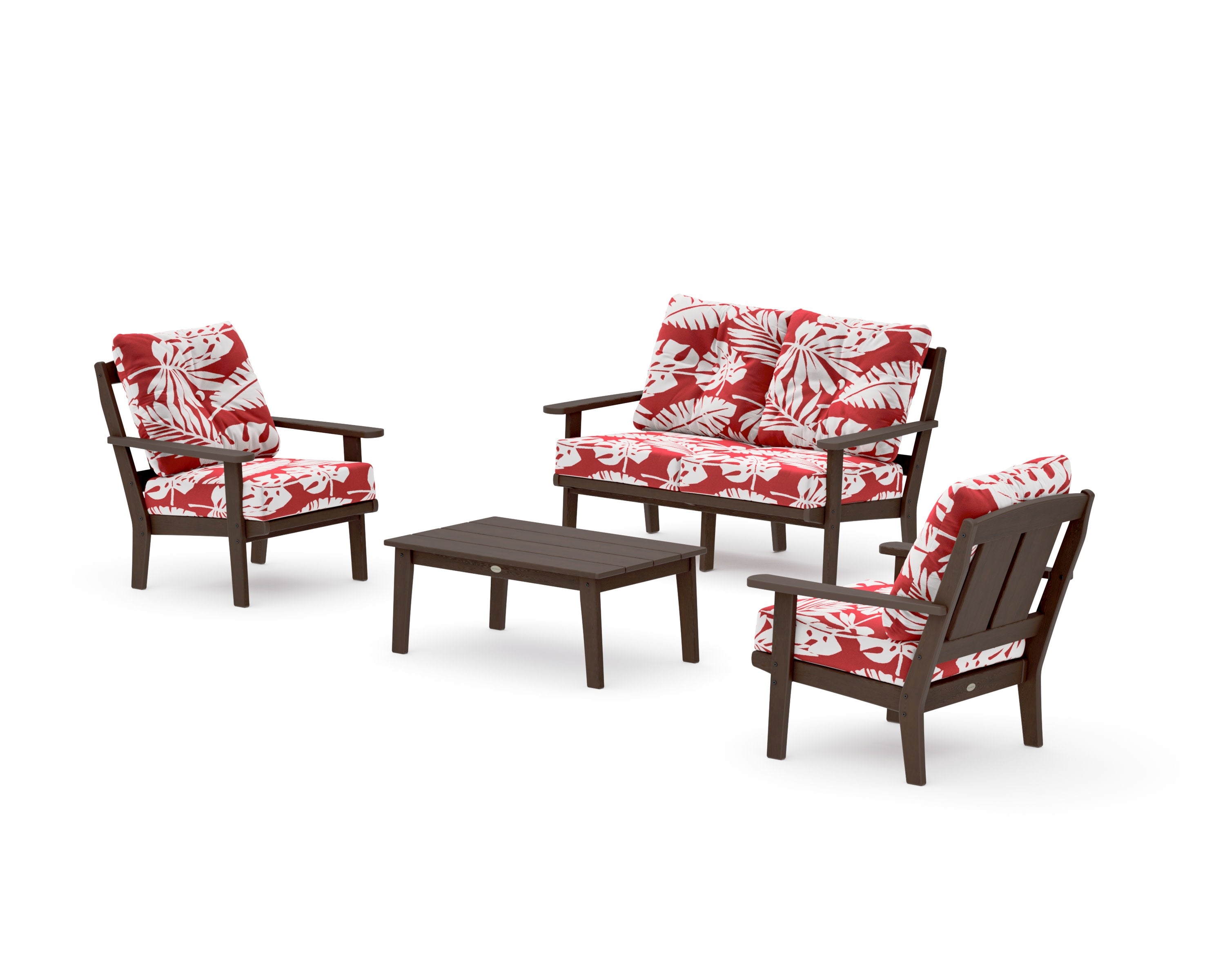 Mission 4-Piece Deep Seating Set with Loveseat in Kona / Leaf Crimson