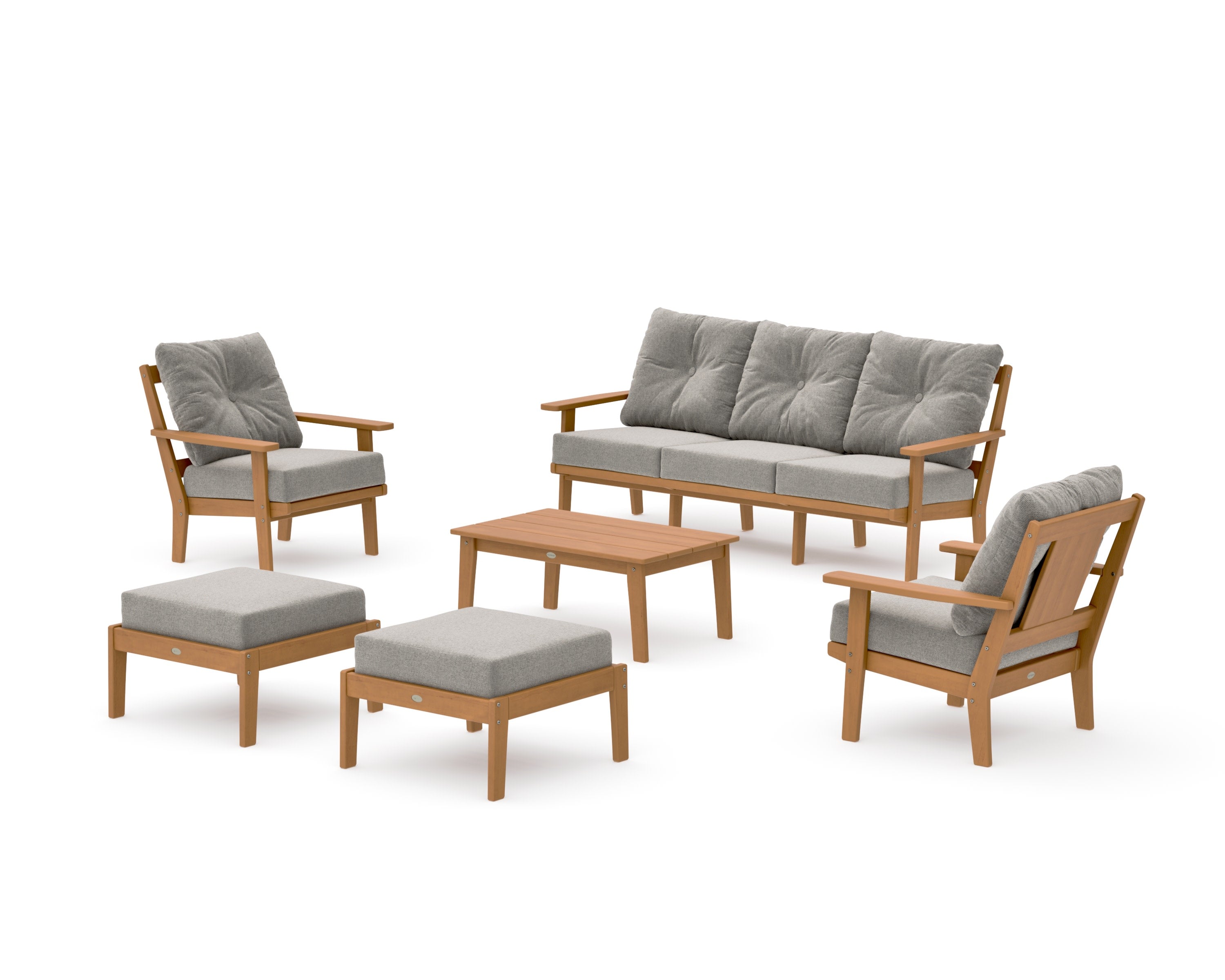Prairie 6-Piece Lounge Sofa Set in Natural / Weathered Tweed